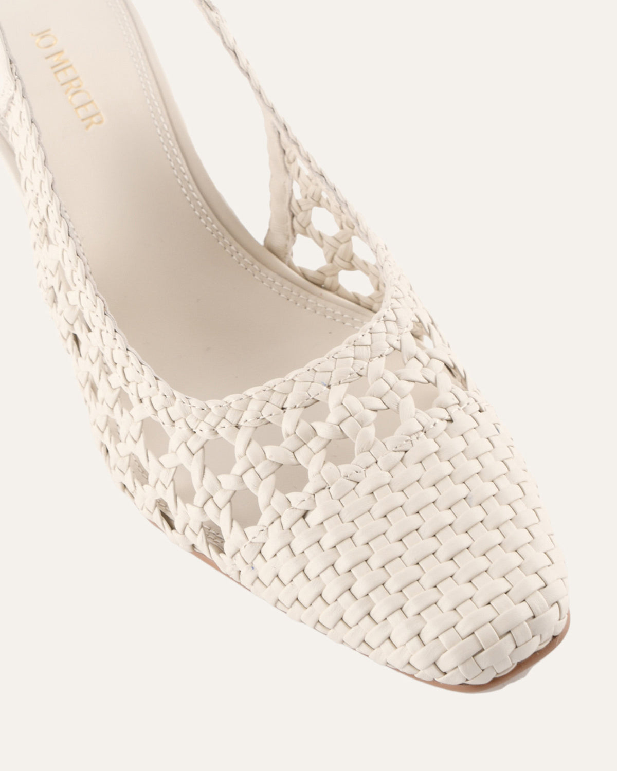 OSCAR MID HEELS OFF WHITE LEATHER