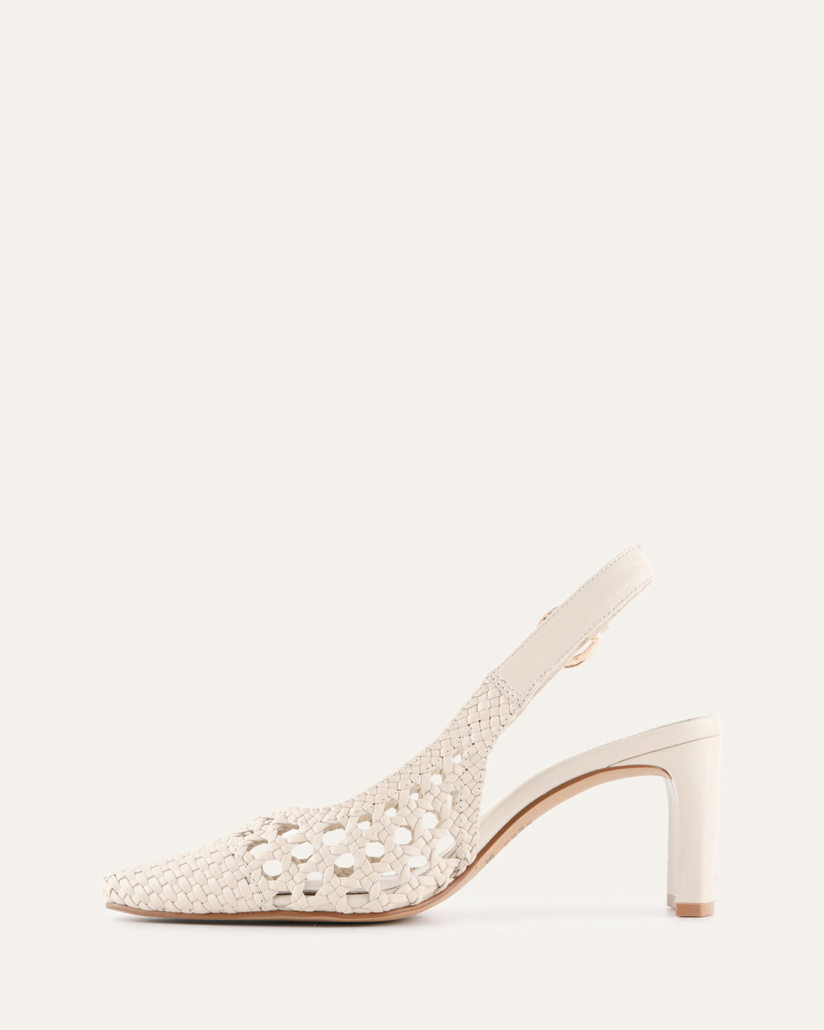 OSCAR MID HEELS OFF WHITE LEATHER