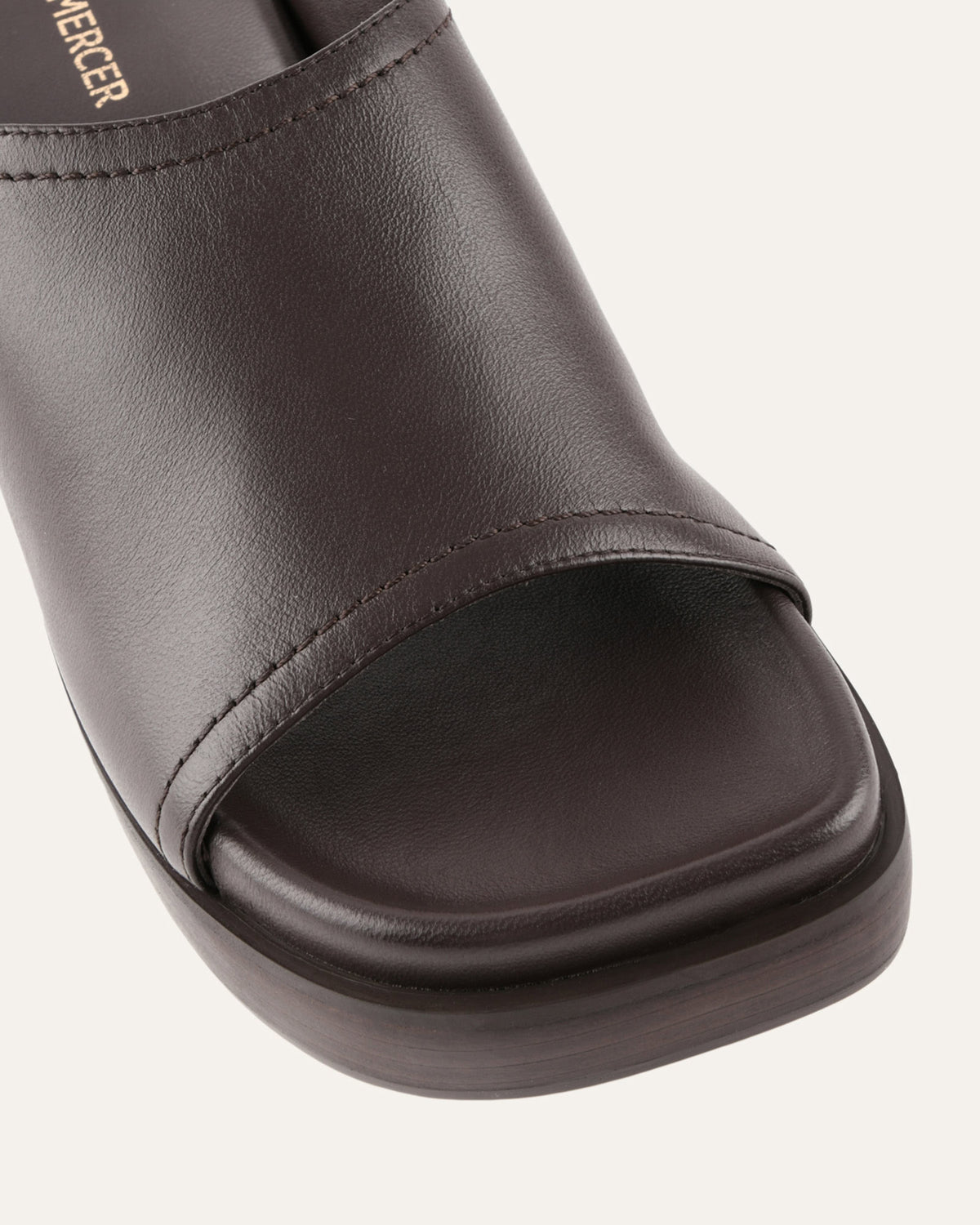 PALM MID HEEL SANDALS BITTER CHOC LEATHER