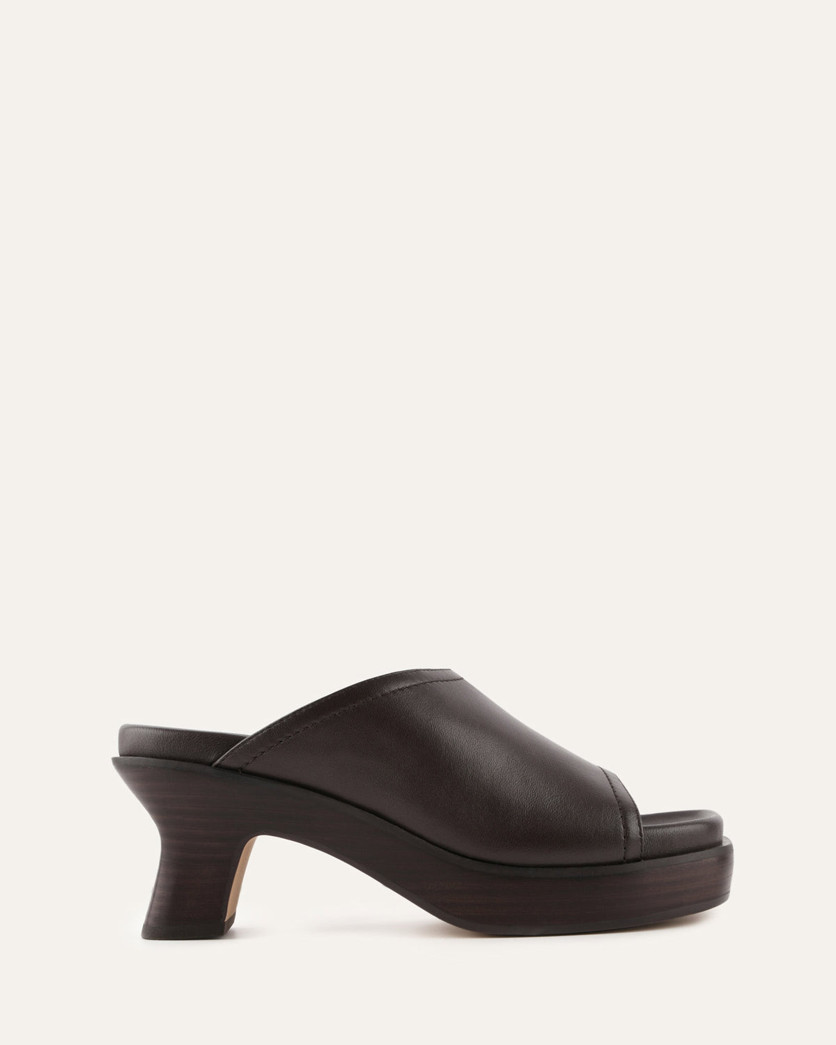 PALM MID HEEL SANDALS BITTER CHOC LEATHER