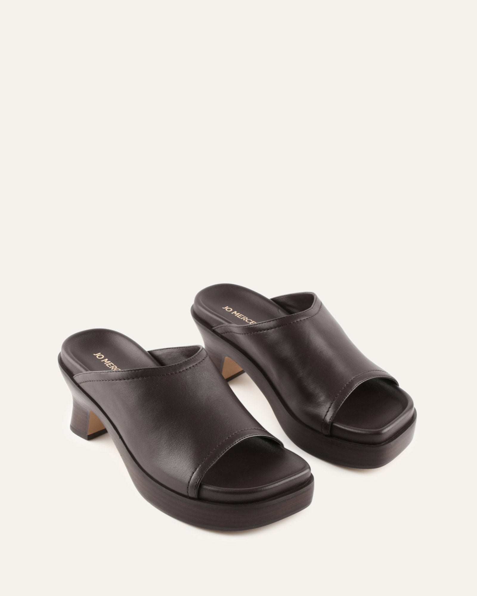 PALM MID HEEL SANDALS BITTER CHOC LEATHER image