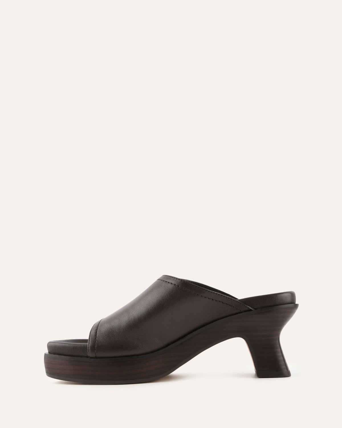 PALM MID HEEL SANDALS BITTER CHOC LEATHER