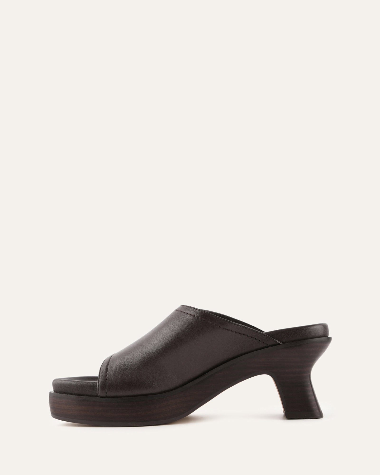 PALM MID HEEL SANDALS BITTER CHOC LEATHER image