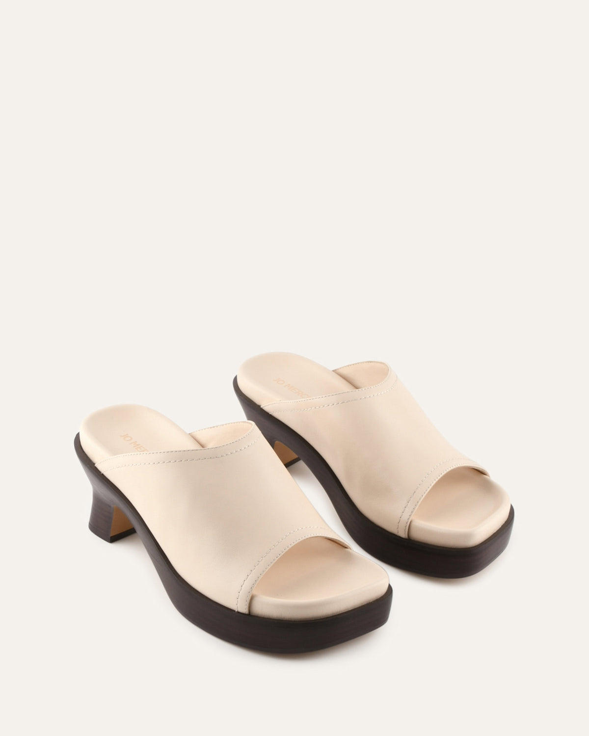 PALM MID HEEL SANDALS VANILLA LEATHER