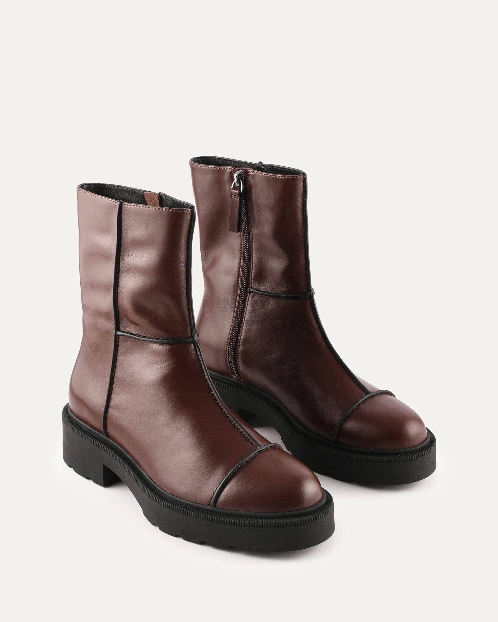 PARKER FLAT ANKLE BOOTS CHESTNUT LEATHER image