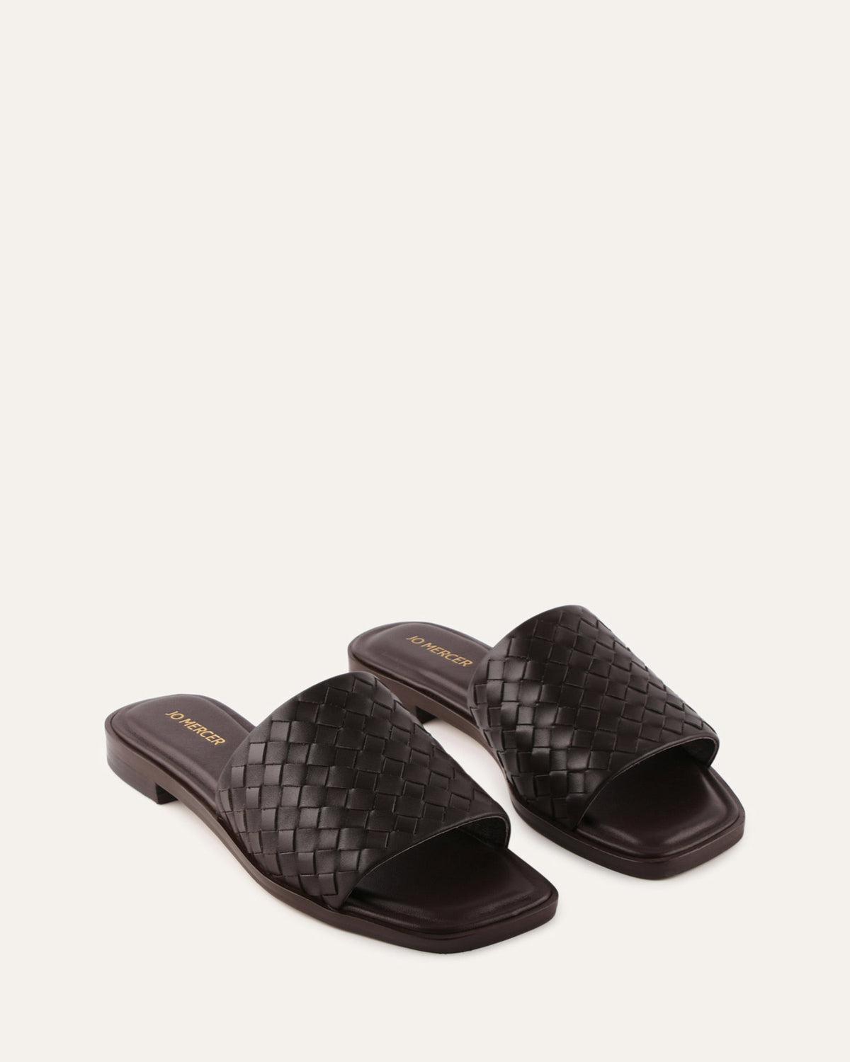 PEARL FLAT SLIDES CACAO LEATHER