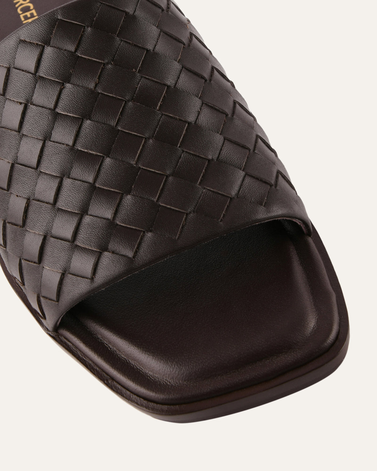 PEARL FLAT SLIDES CACAO LEATHER