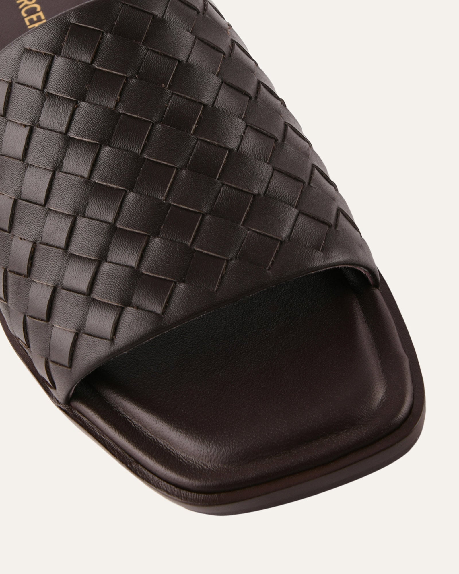 PEARL FLAT SLIDES CACAO LEATHER image