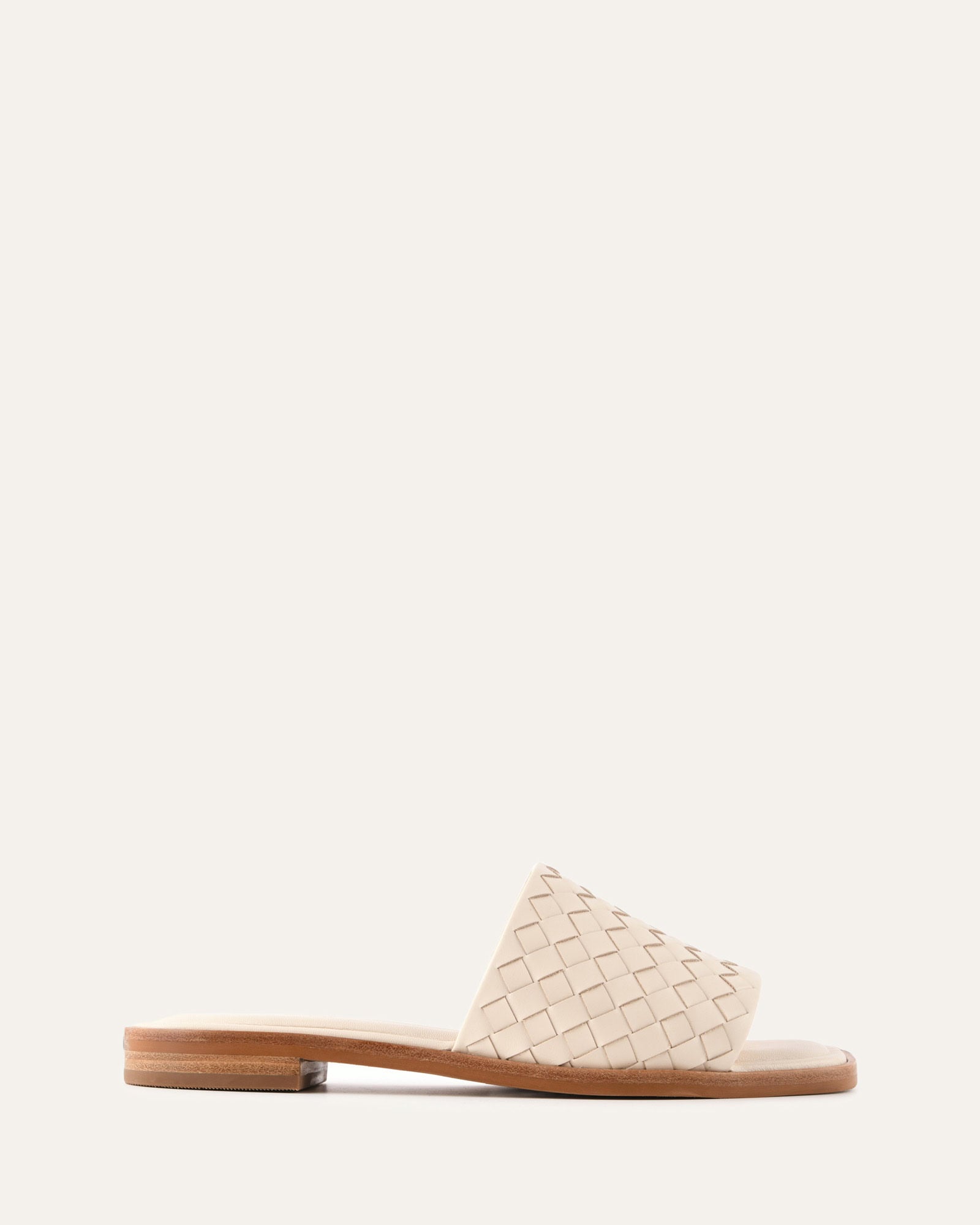 PEARL FLAT SLIDES OFF WHITE LEATHER image