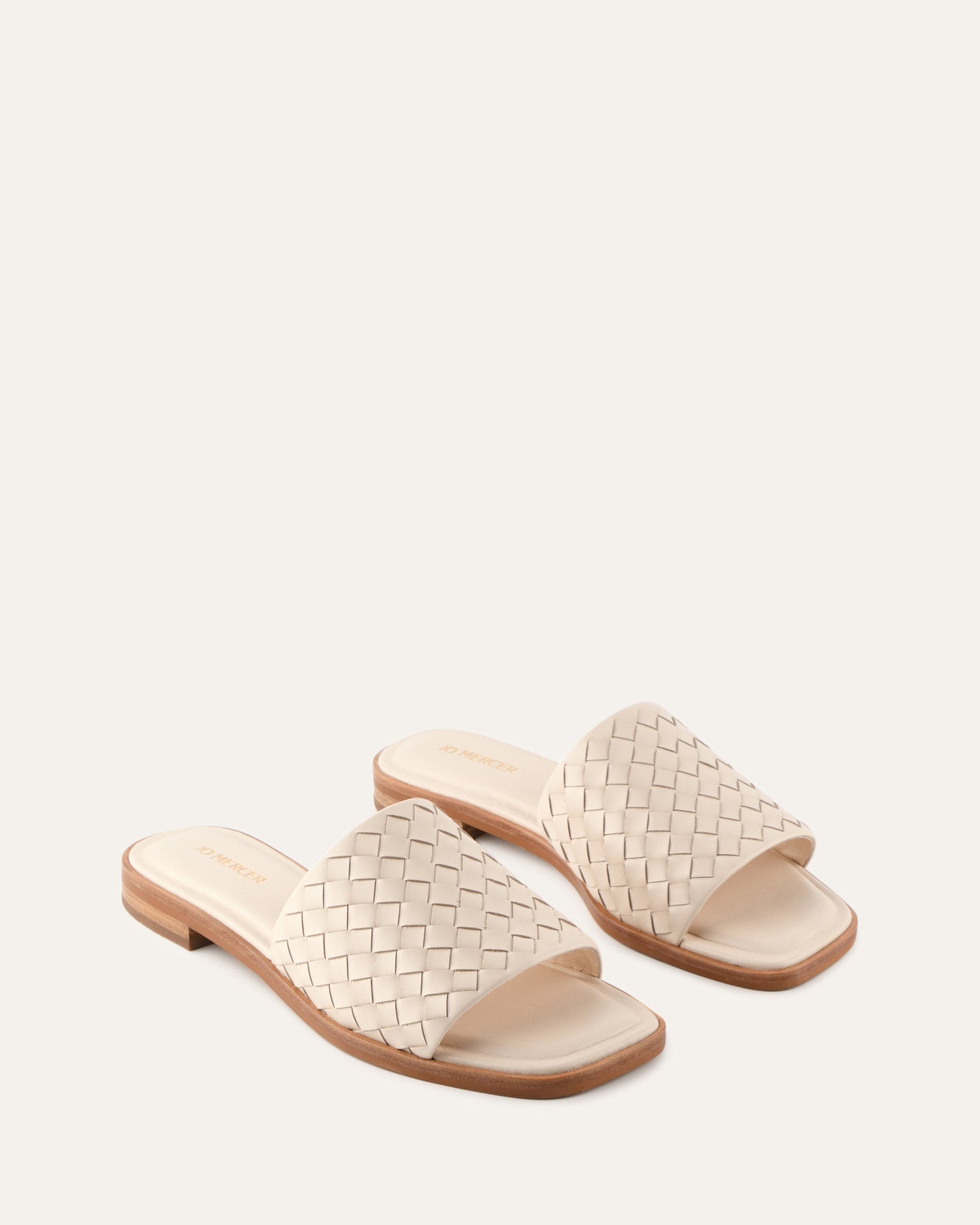 PEARL FLAT SLIDES OFF WHITE LEATHER image