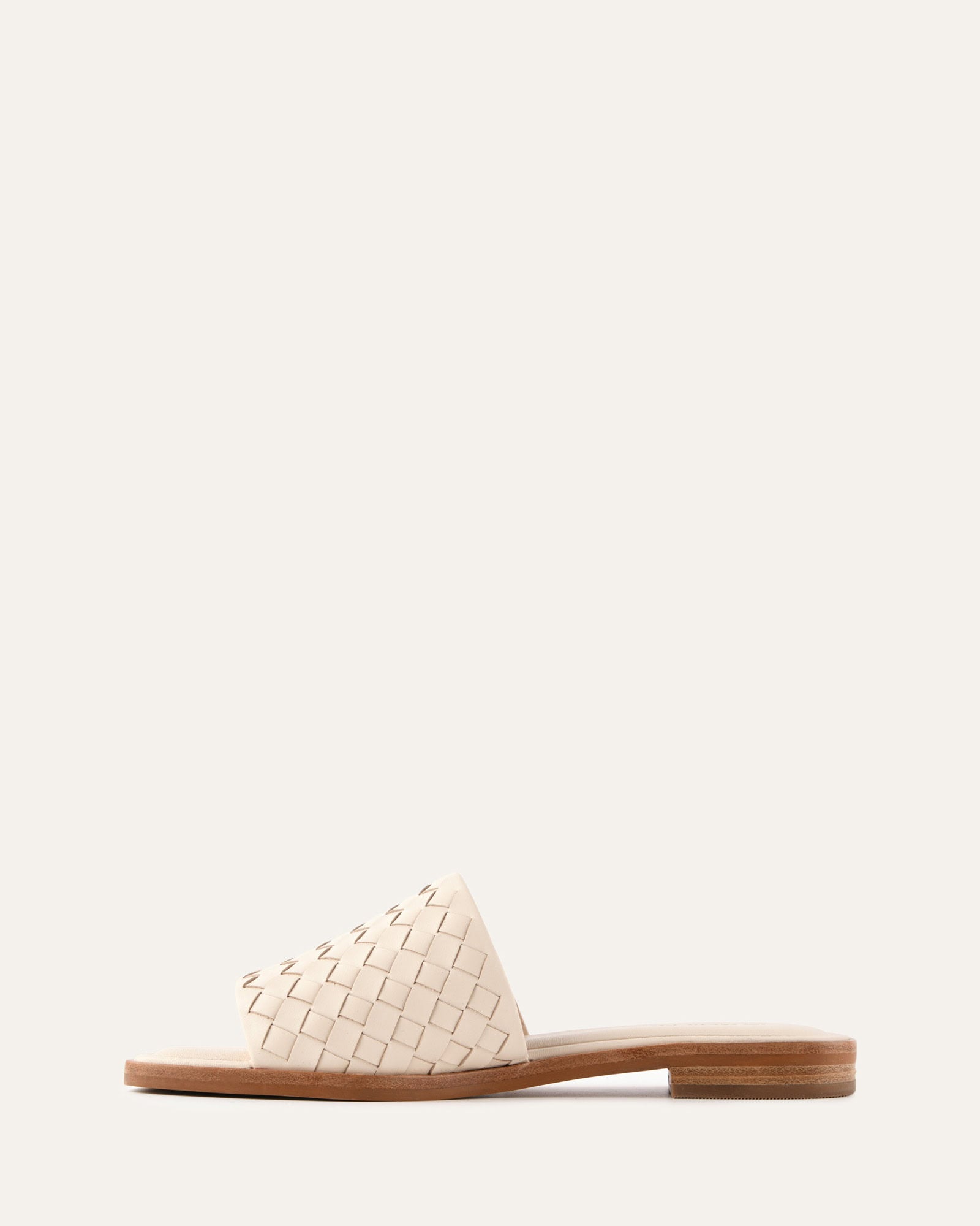 PEARL FLAT SLIDES OFF WHITE LEATHER image