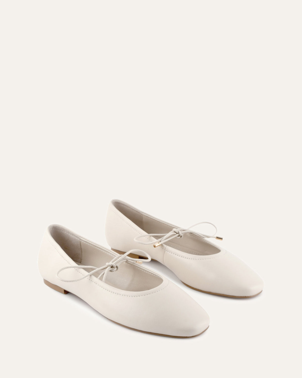 PETAL CASUAL FLATS OFF WHITE LEATHER
