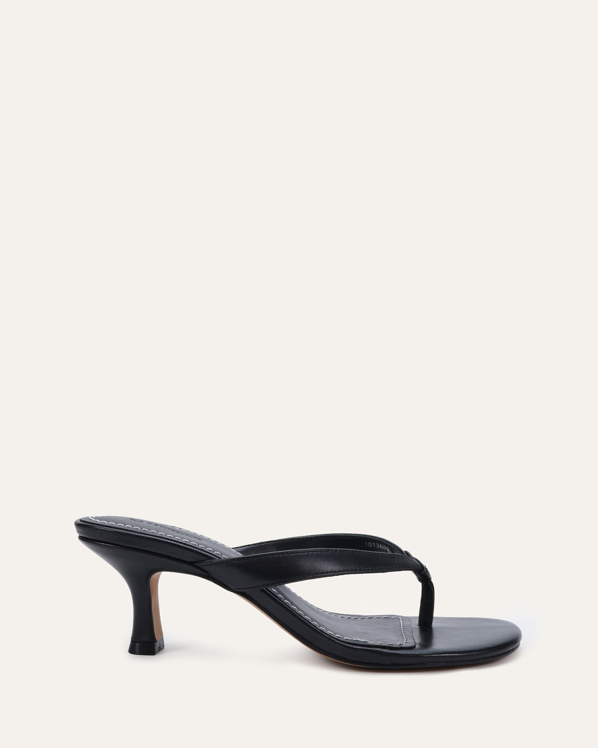PETUNIA THONG MID SANDALS BLACK LEATHER