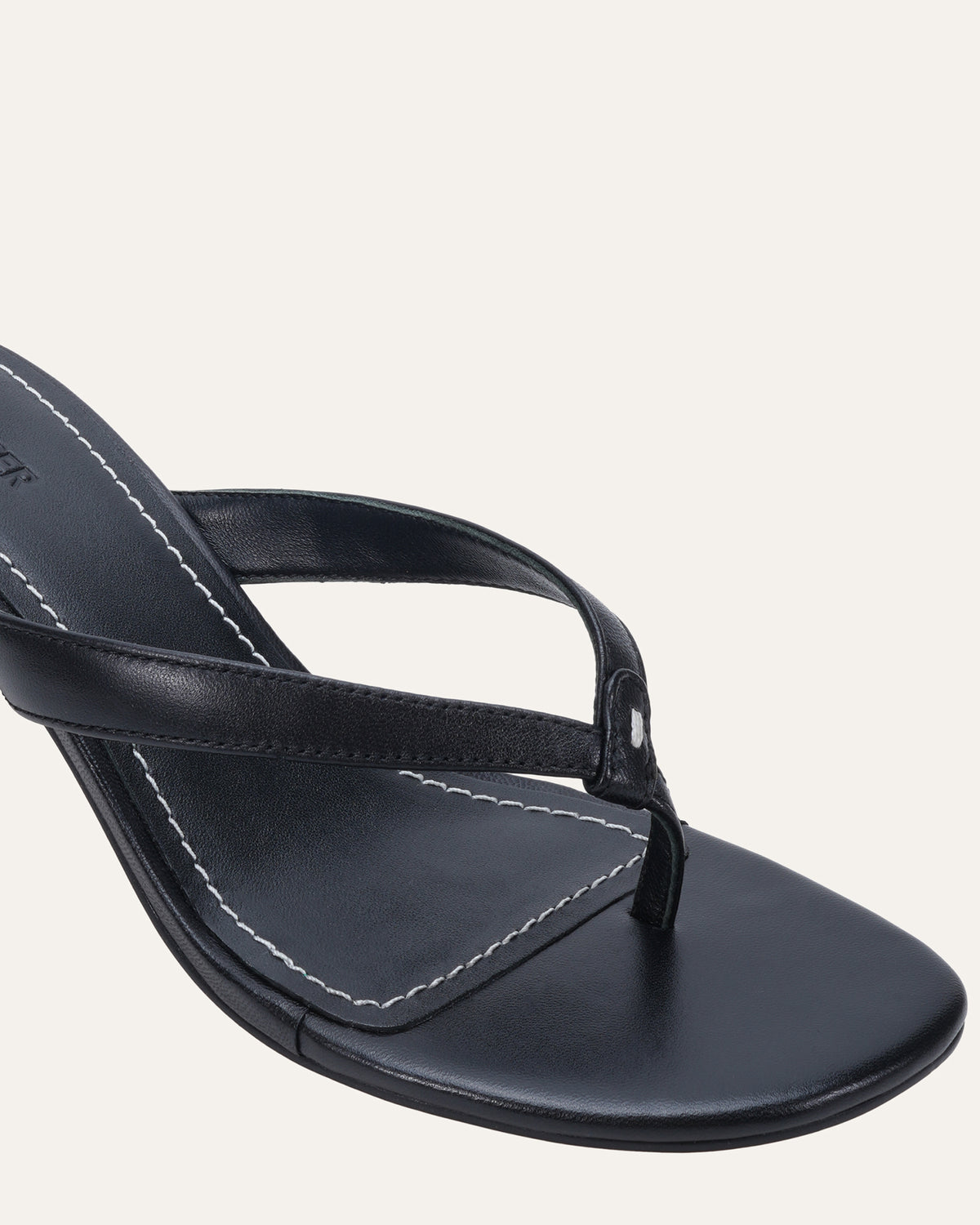 PETUNIA THONG MID SANDALS BLACK LEATHER