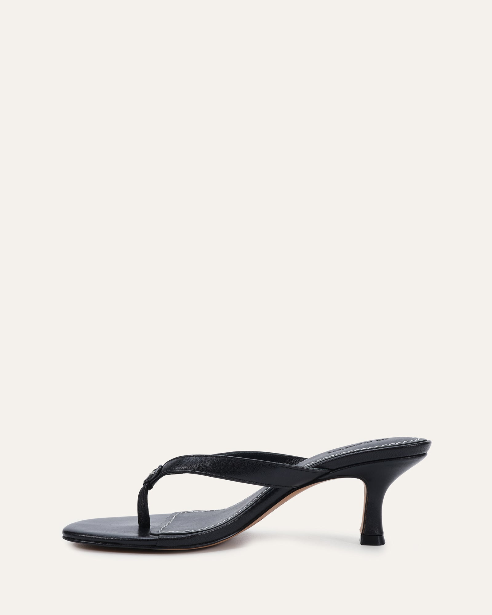 PETUNIA THONG MID SANDALS BLACK LEATHER image