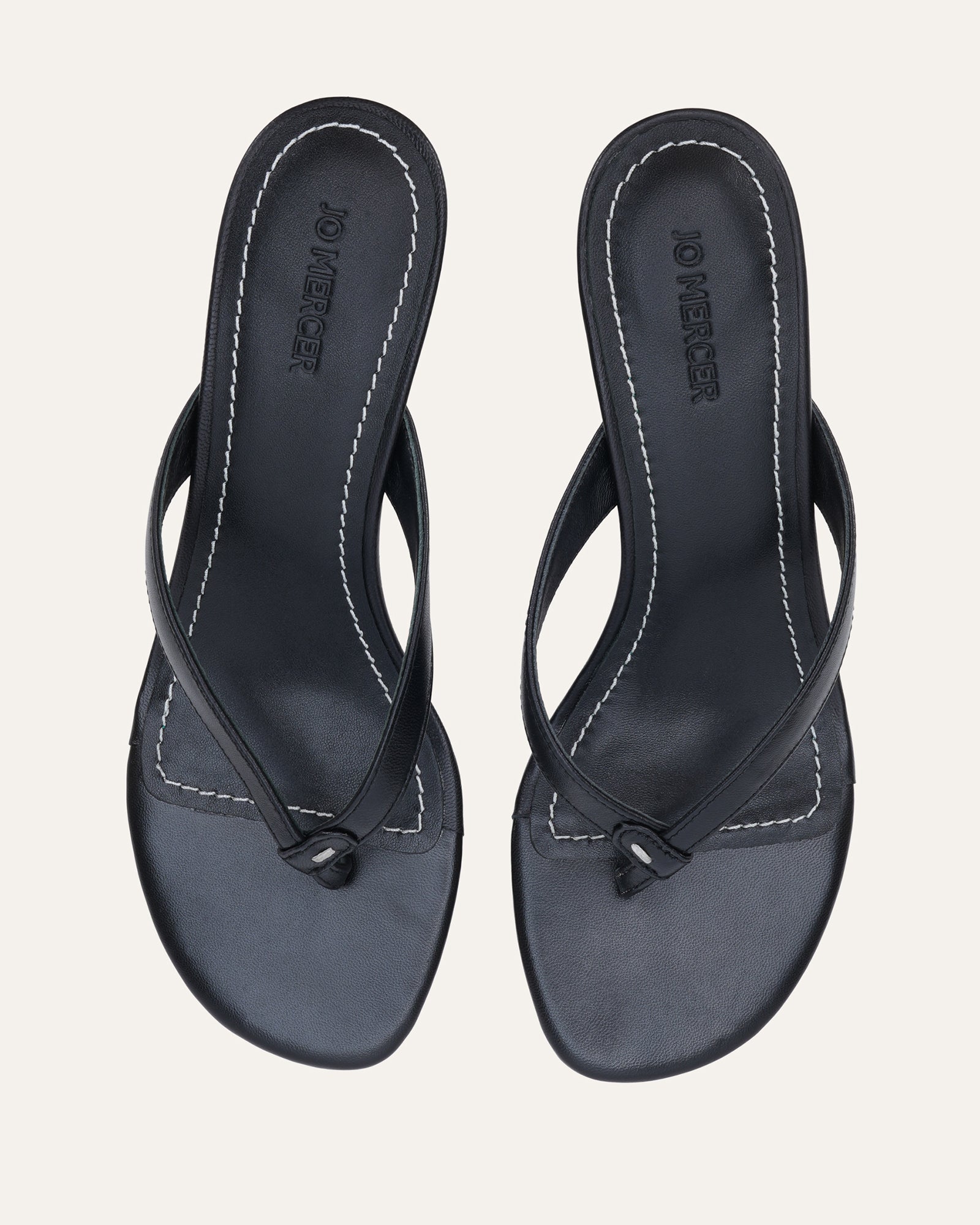 PETUNIA THONG MID SANDALS BLACK LEATHER image