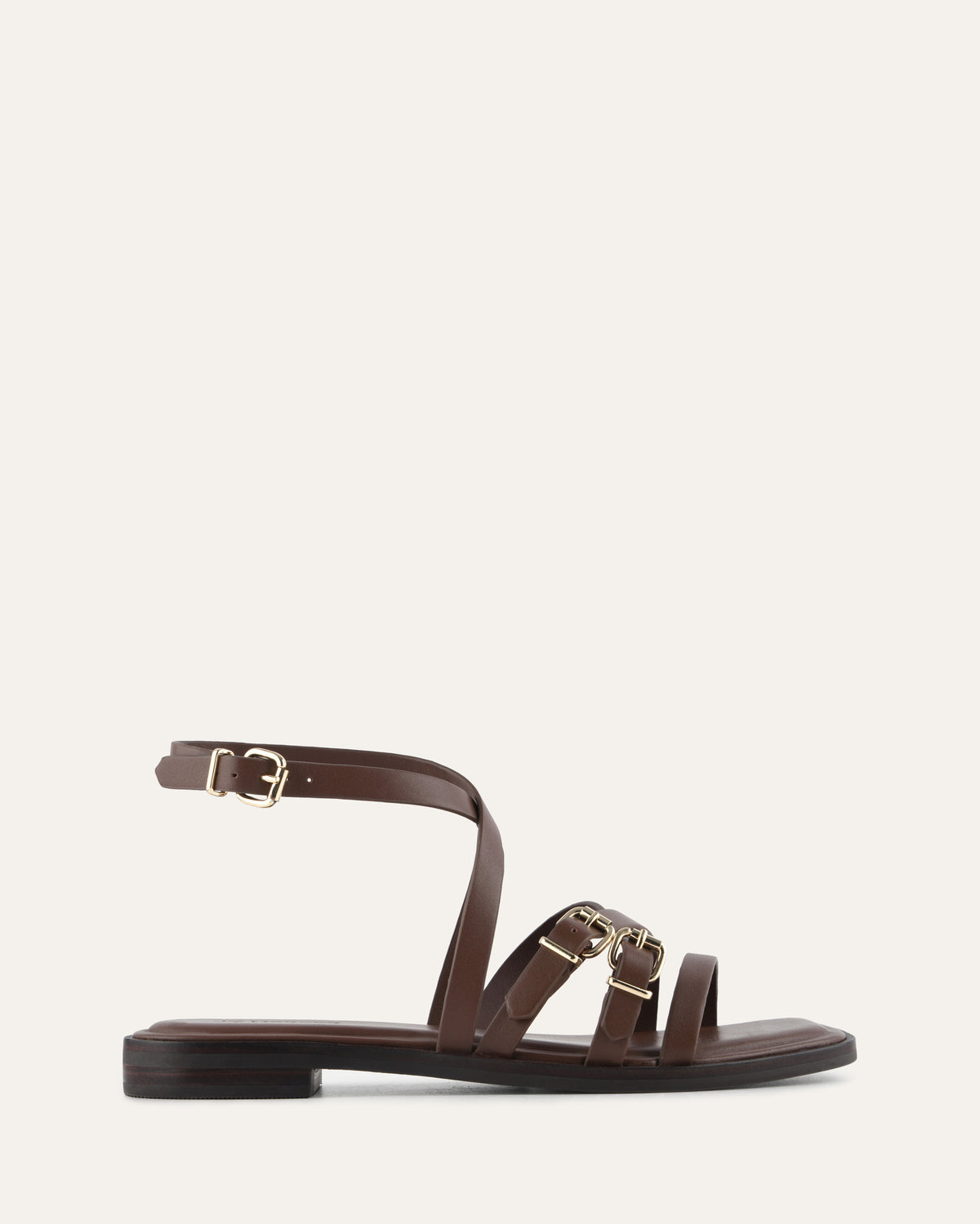 PIERRE FLAT SANDALS PECAN LEATHER