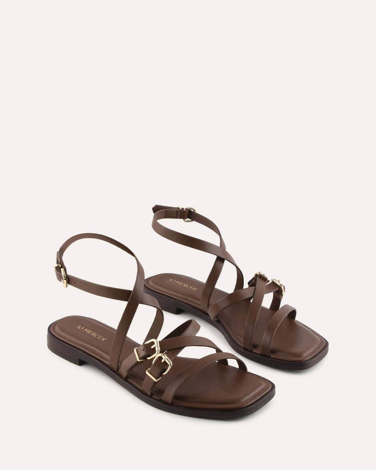 PIERRE FLAT SANDALS PECAN LEATHER