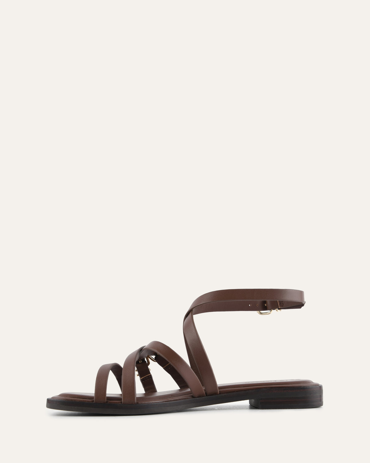 PIERRE FLAT SANDALS PECAN LEATHER
