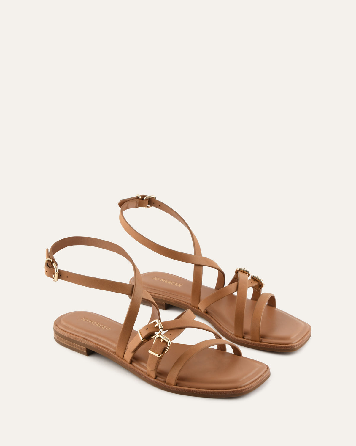 PIERRE FLAT SANDALS TUSCAN TAN LEATHER