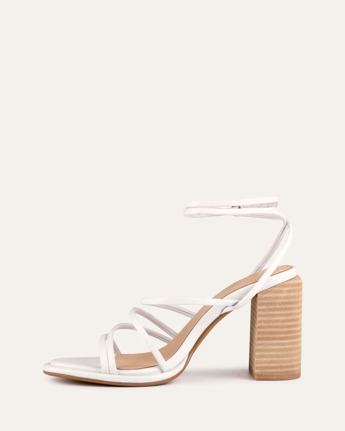PIP HIGH HEEL SANDALS WHITE LEATHER