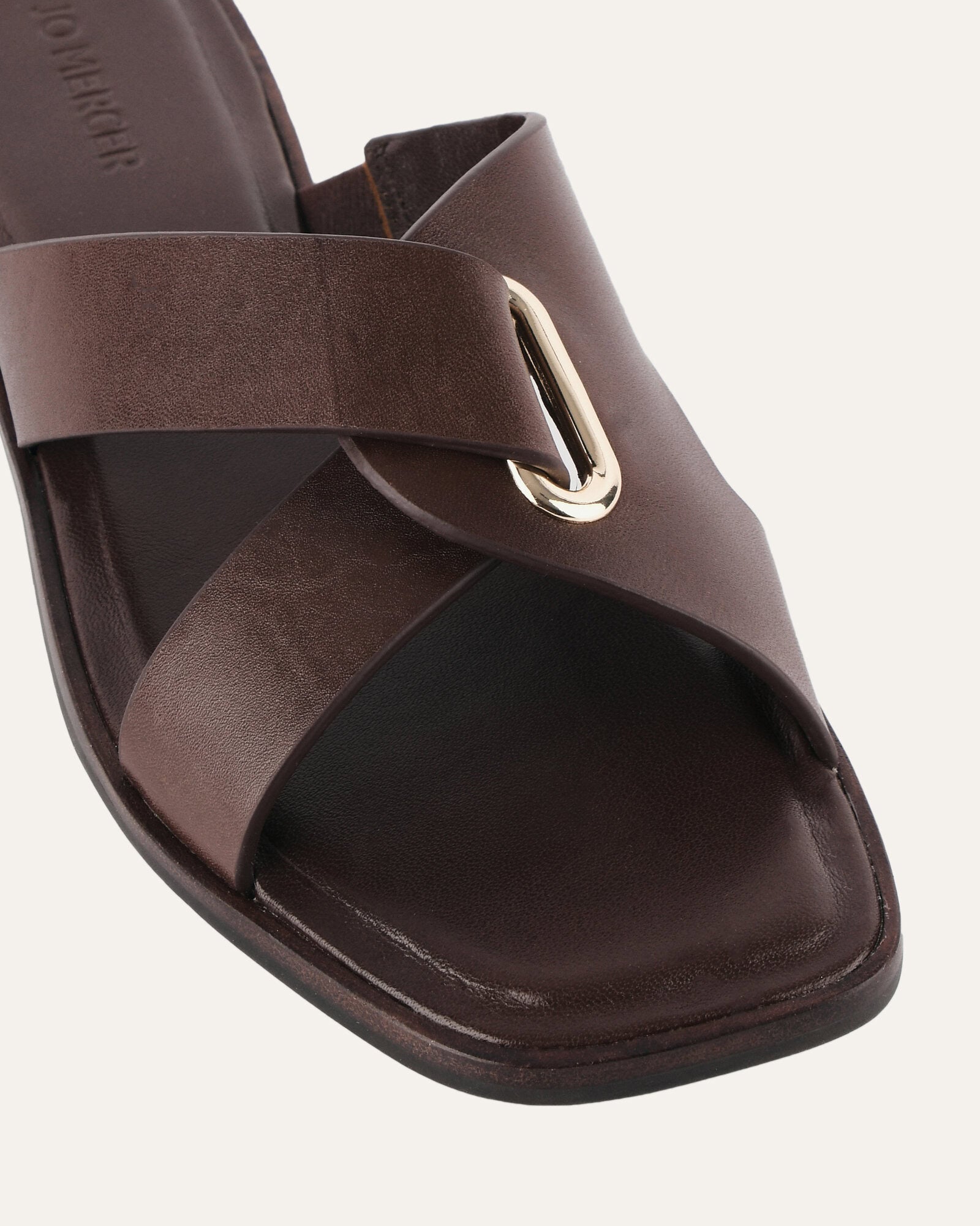 PIPER FLAT SLIDES CHOCOLATE LEATHER image