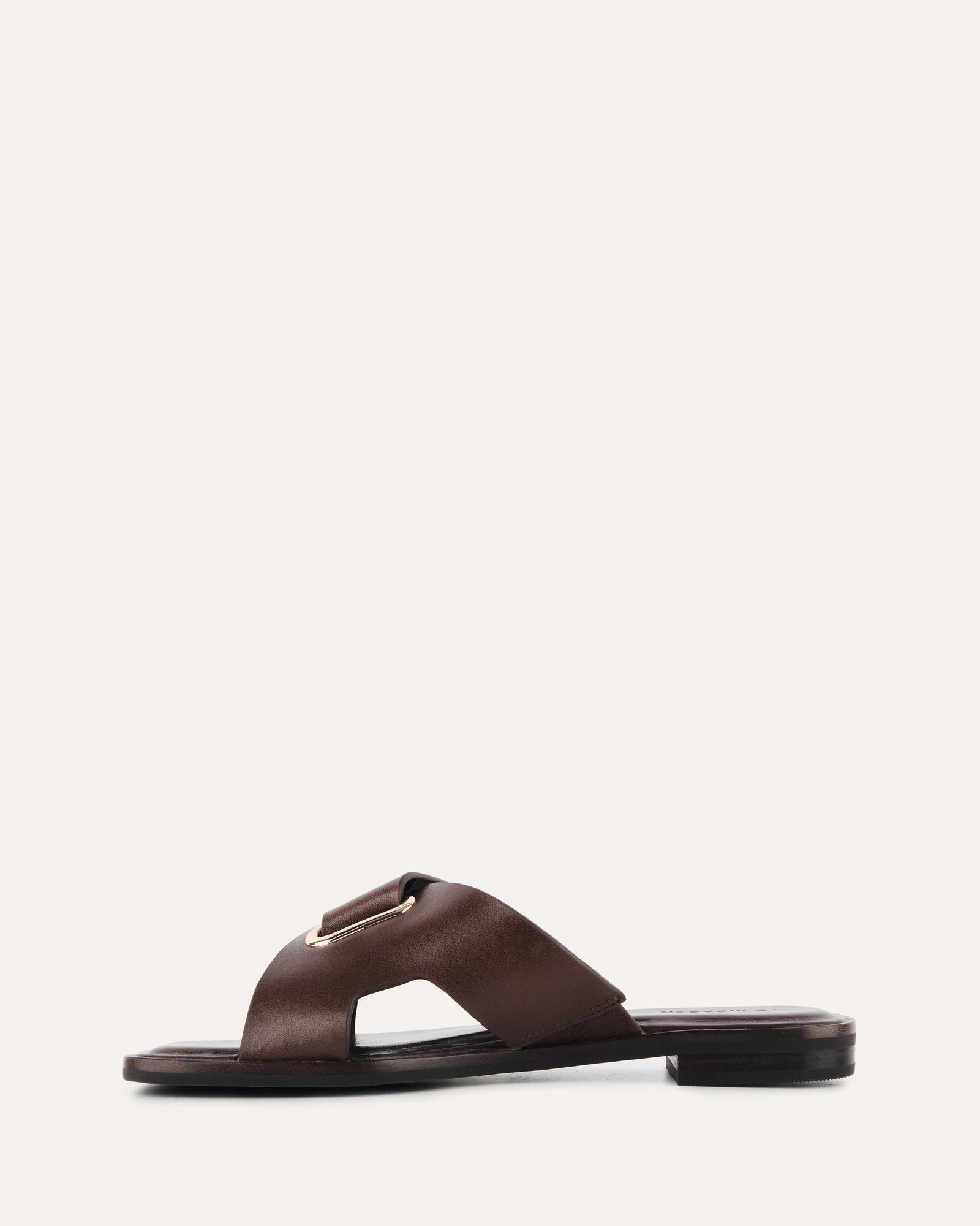 PIPER FLAT SLIDES CHOCOLATE LEATHER image