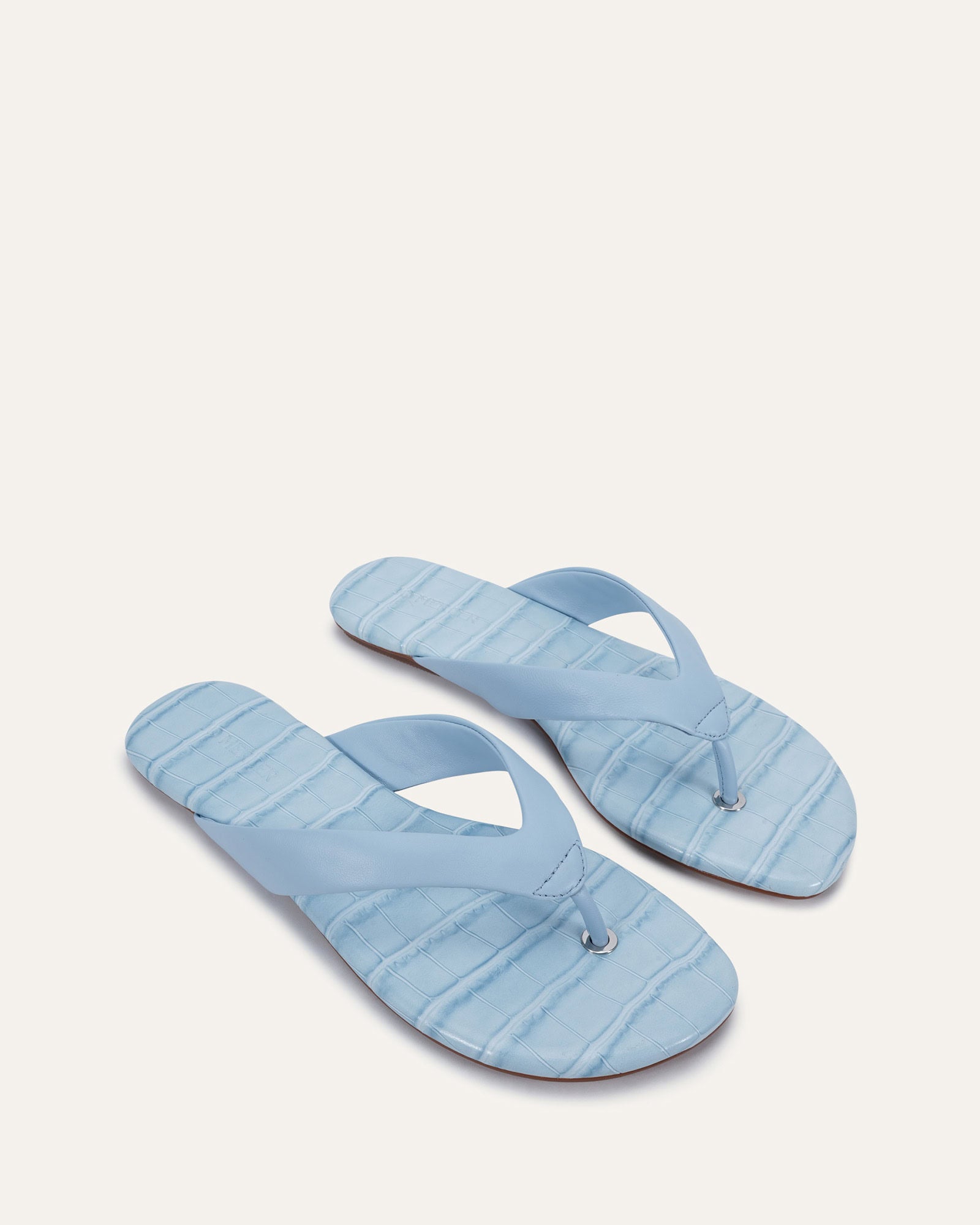 PRAGUE FLAT SANDALS ICE BLUE LEATHER
