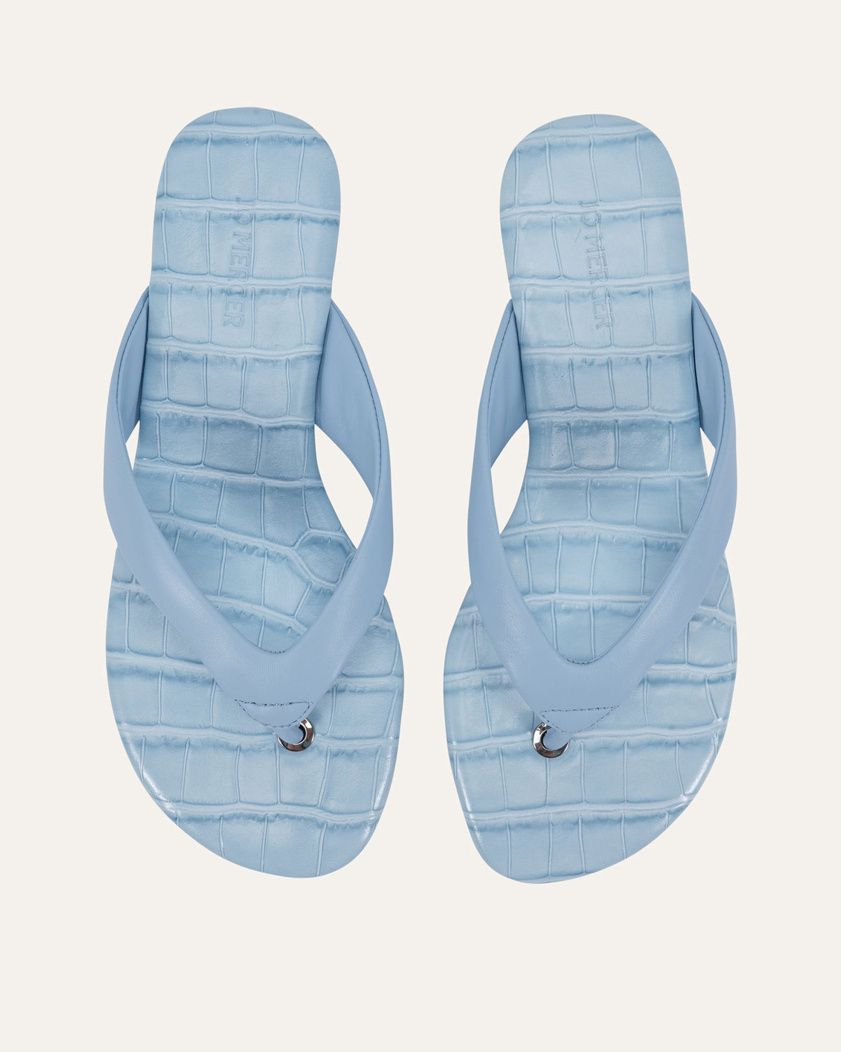 PRAGUE FLAT SANDALS ICE BLUE LEATHER