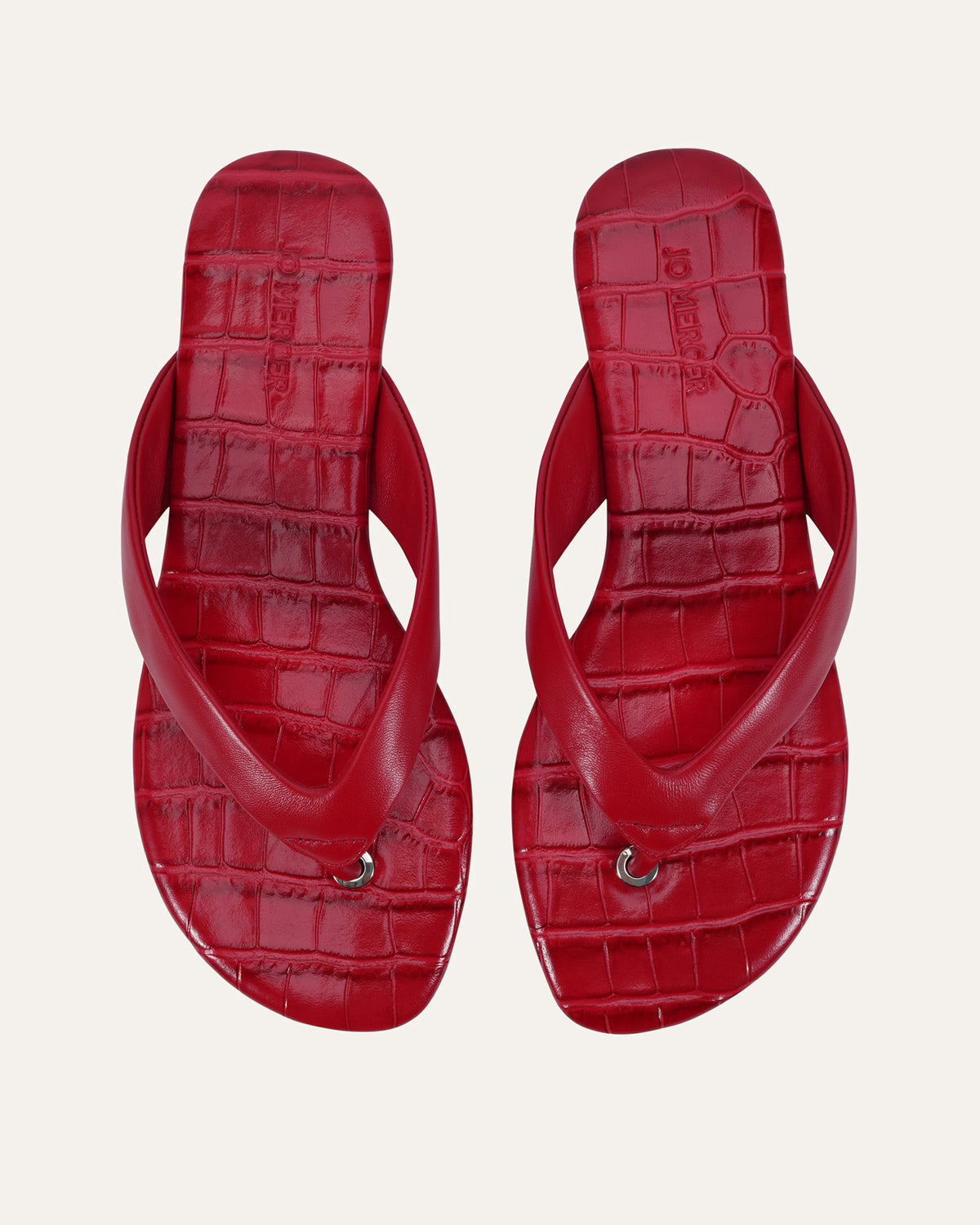 PRAGUE FLAT SANDALS LIPSTICK RED LEATHER