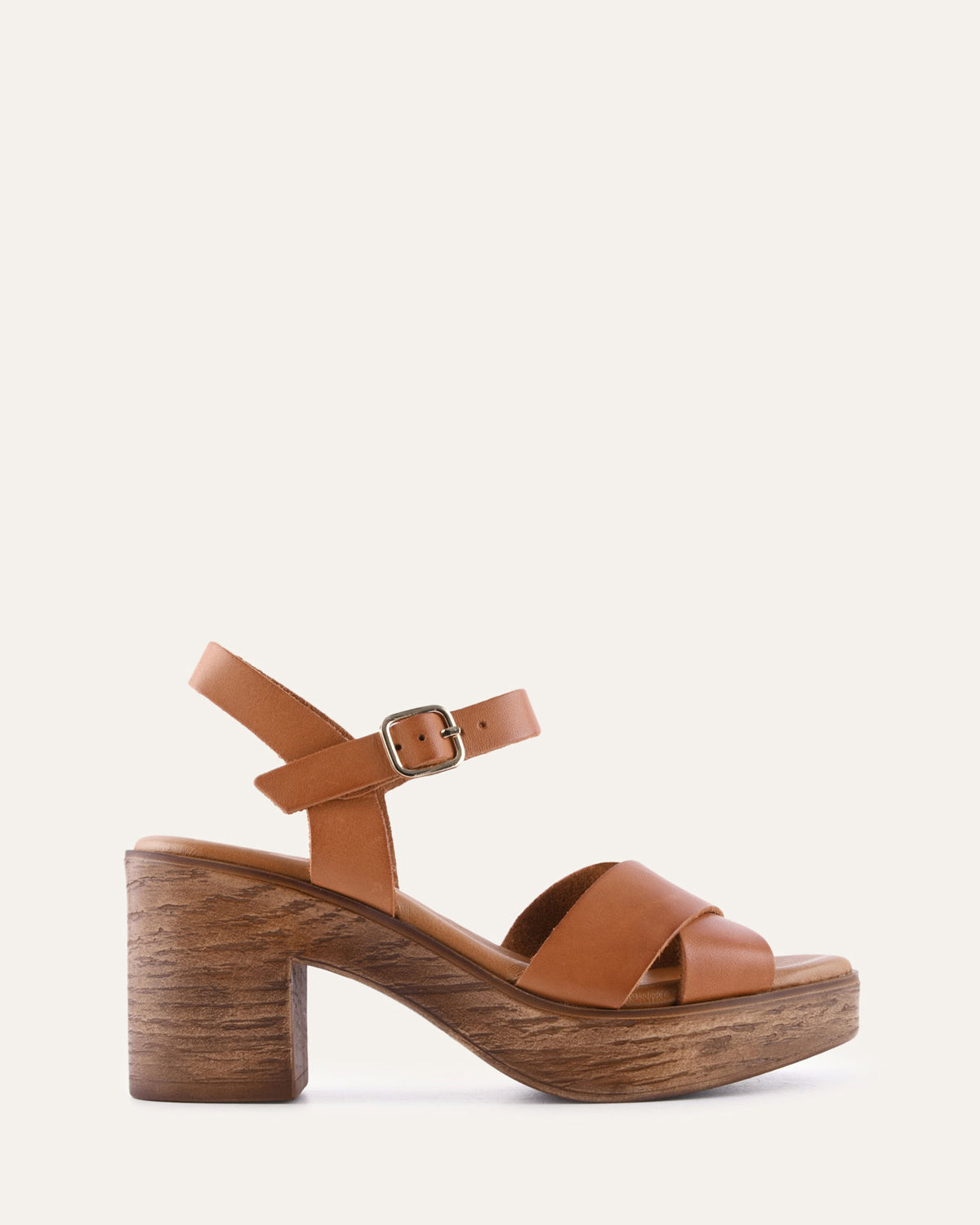 QUARTZ MID HEEL SANDALS BRANDY LEATHER