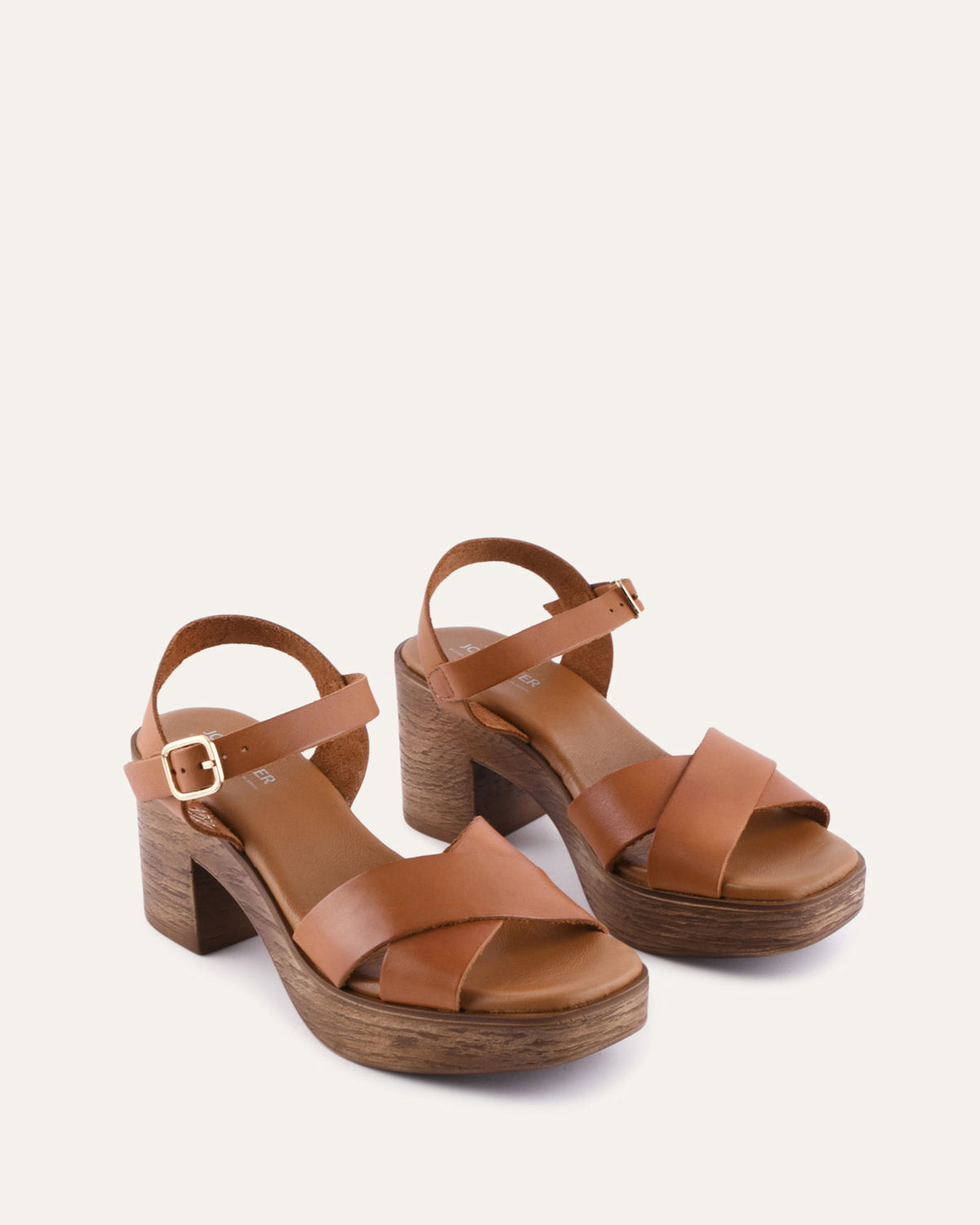 QUARTZ MID HEEL SANDALS BRANDY LEATHER