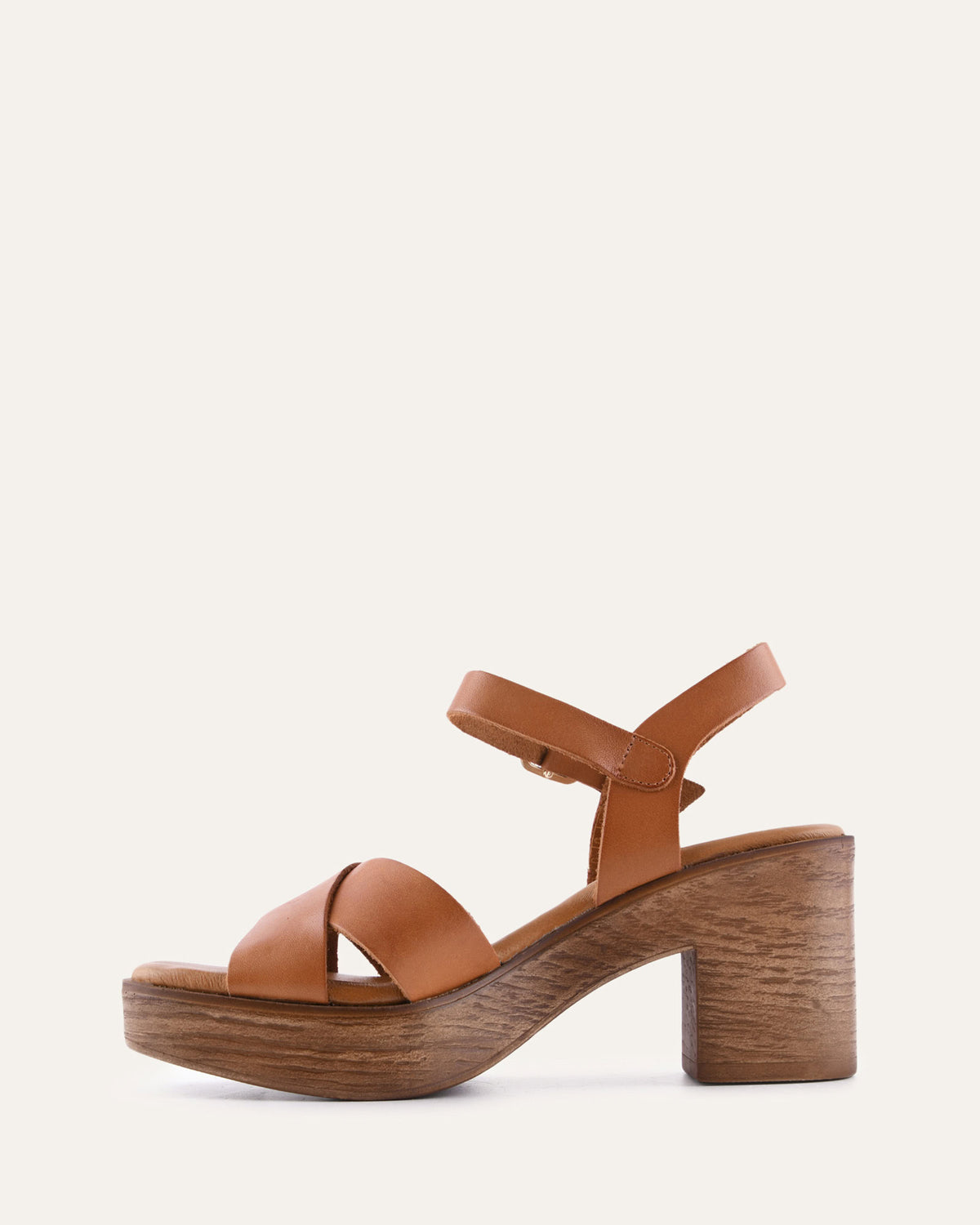 QUARTZ MID HEEL SANDALS BRANDY LEATHER