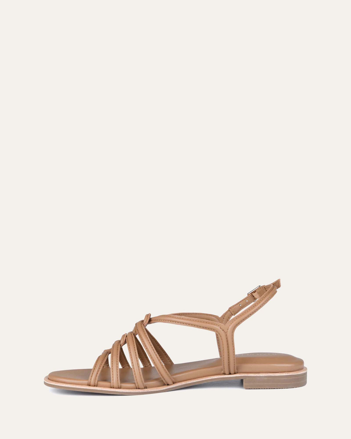 QUEEN FLAT SANDALS TAN LEATHER