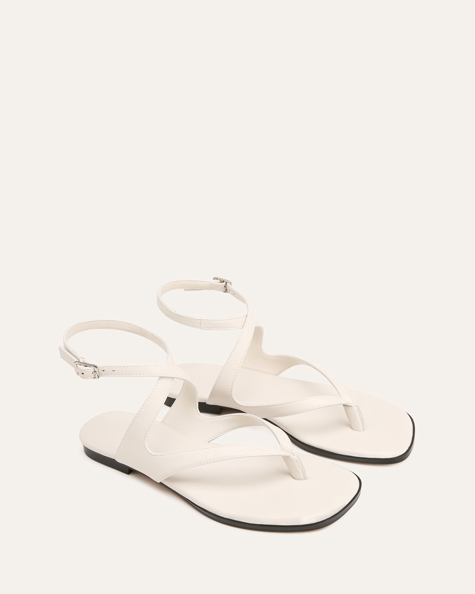 RICHIE FLAT SANDALS ANTIQUE WHITE LEATHER image