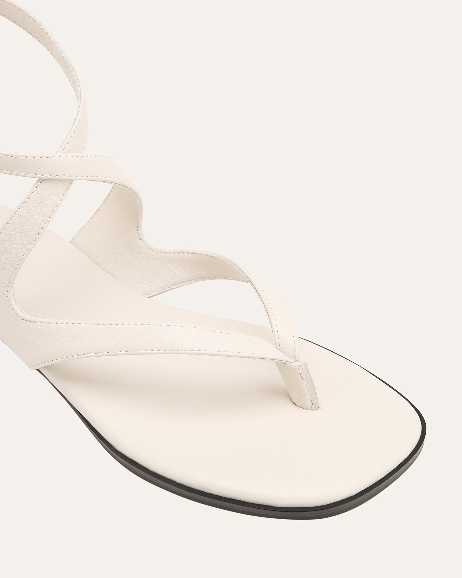 RICHIE FLAT SANDALS ANTIQUE WHITE LEATHER image