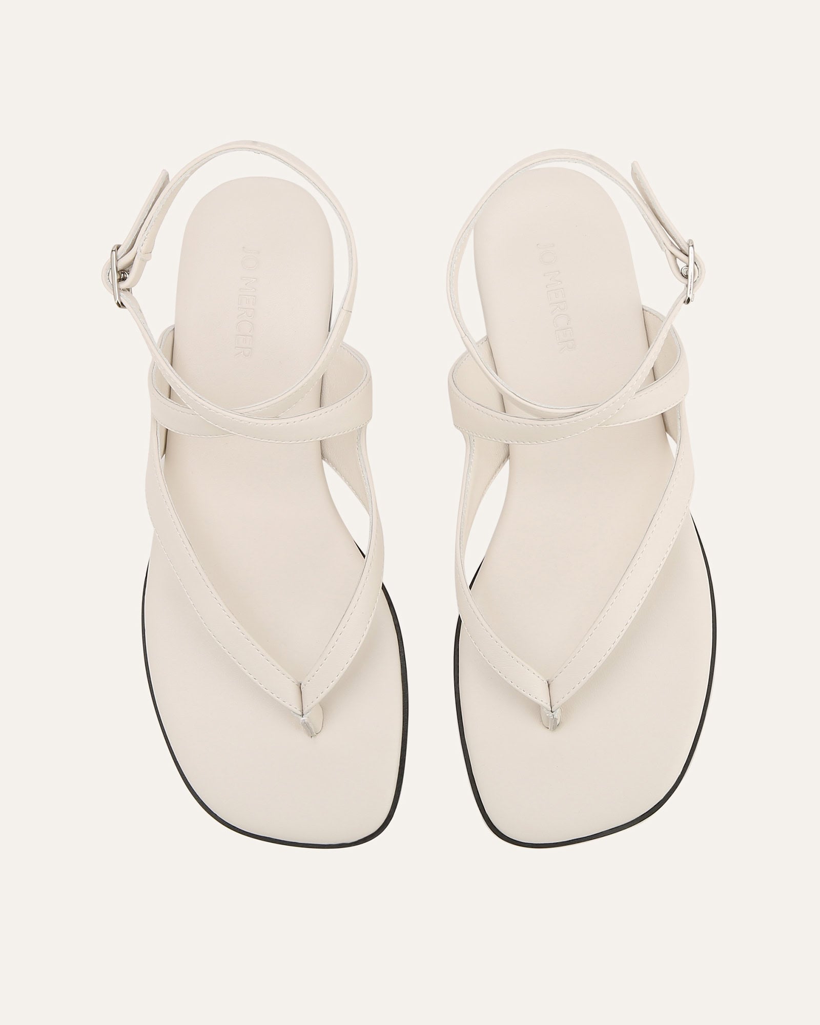 RICHIE FLAT SANDALS ANTIQUE WHITE LEATHER image