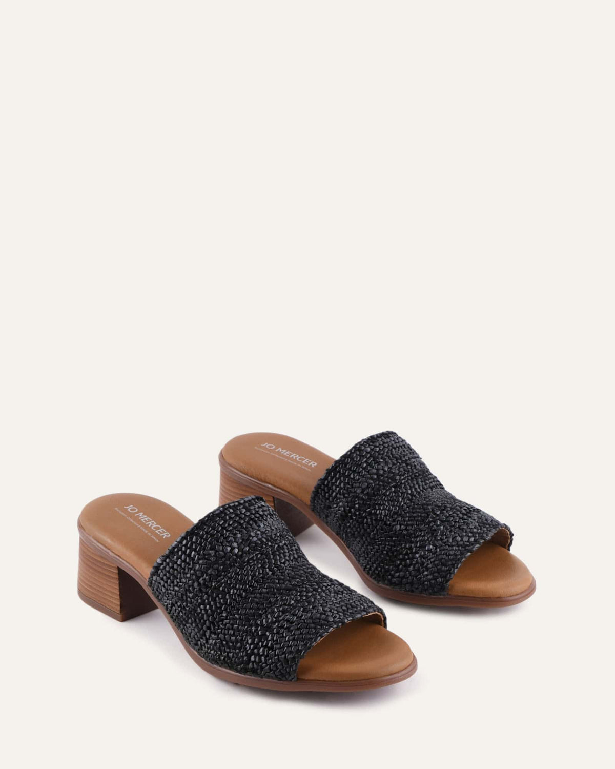 RIPLEY LOW HEEL SANDALS BLACK RAFFIA
