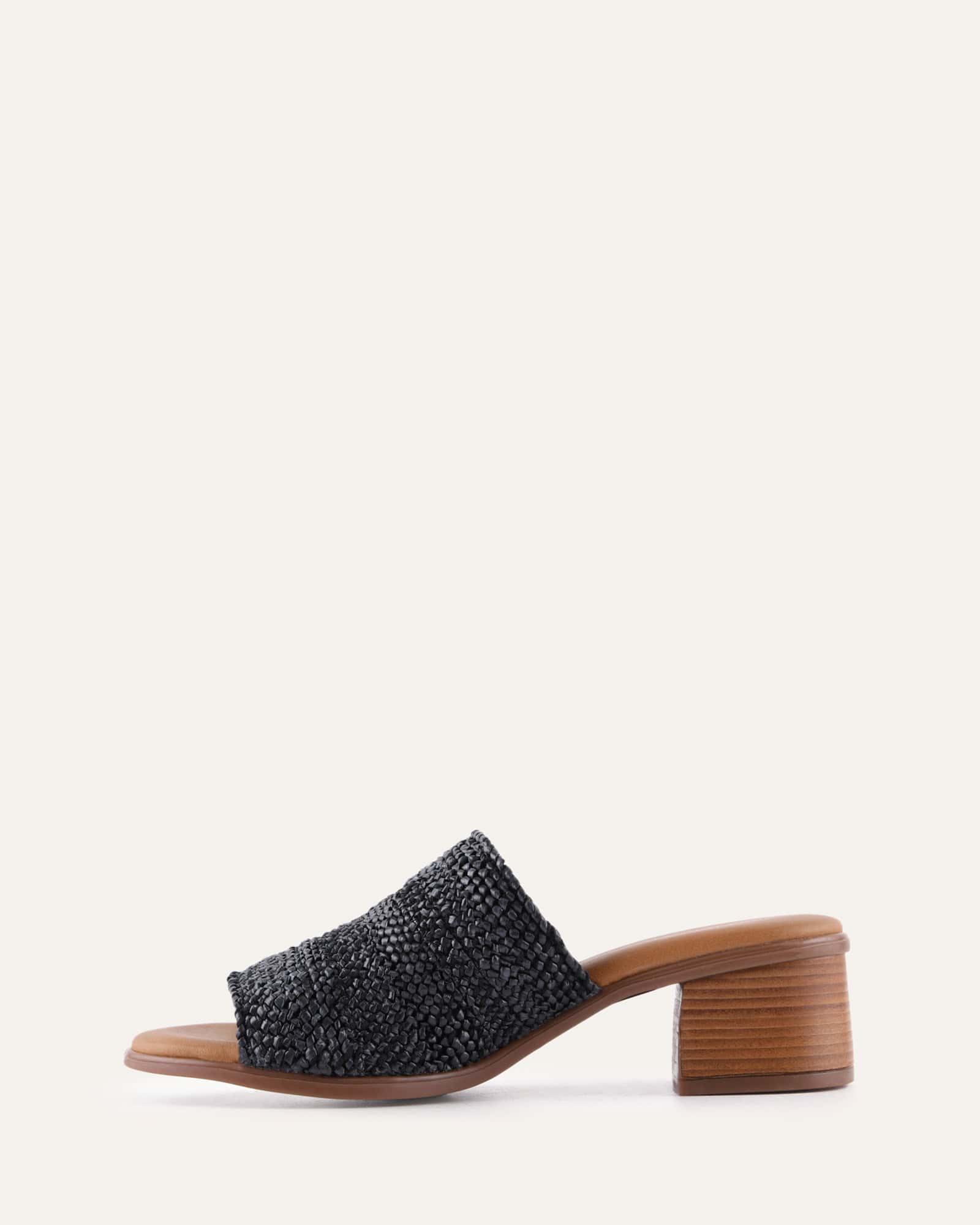 RIPLEY LOW HEEL SANDALS BLACK RAFFIA image