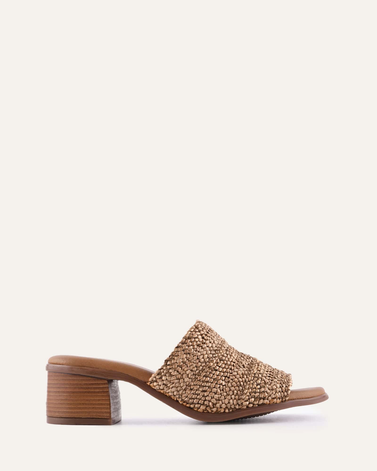 RIPLEY LOW HEEL SANDALS TAN RAFFIA image