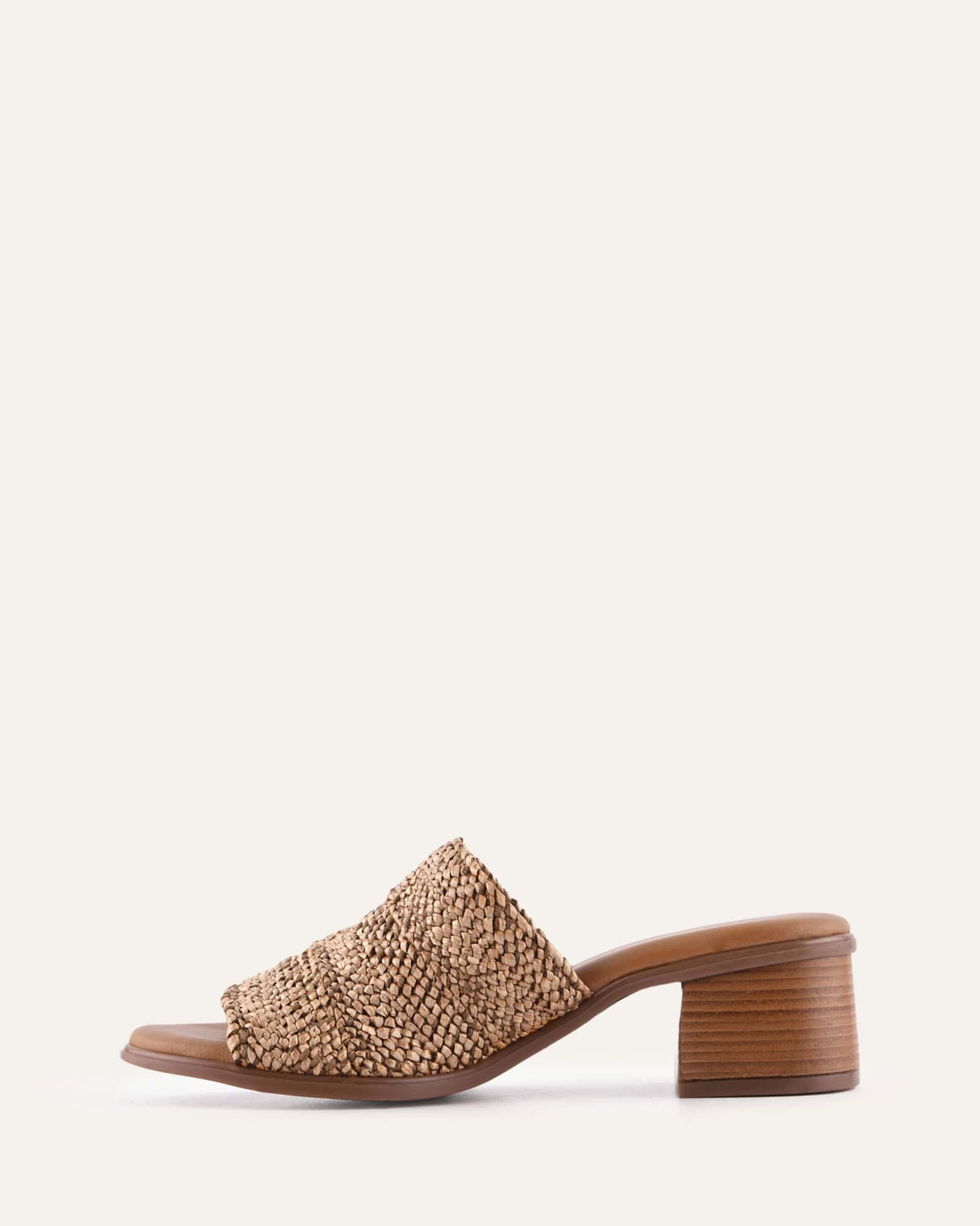 RIPLEY LOW HEEL SANDALS TAN RAFFIA image