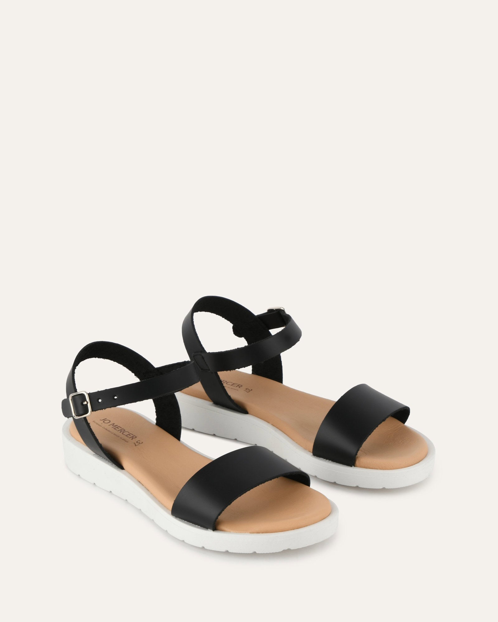 ROBIN FLAT SANDALS BLACK LEATHER Jo Mercer