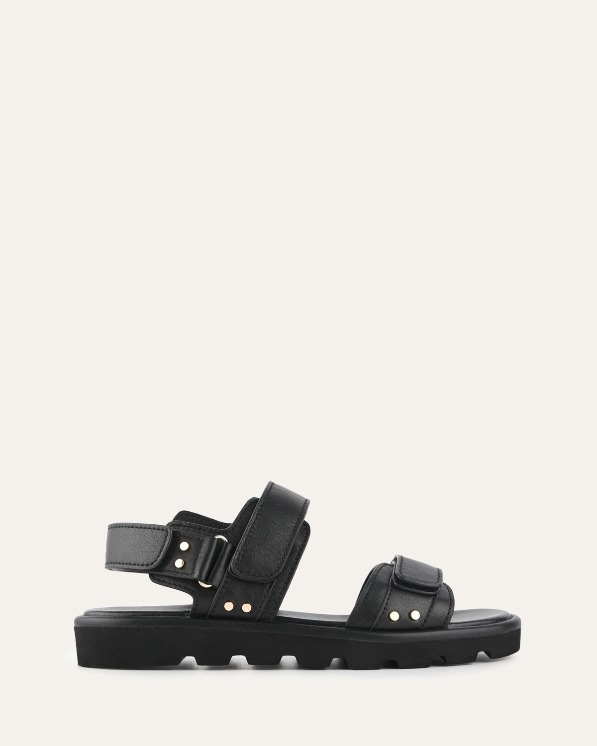 RUFUS FLAT SANDALS BLACK LEATHER