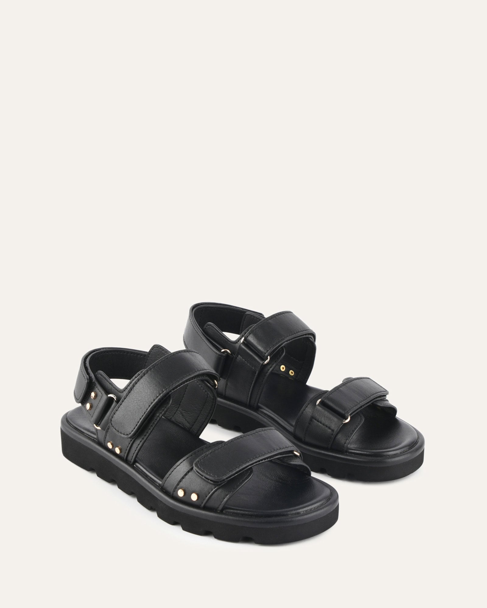 RUFUS FLAT SANDALS BLACK LEATHER image