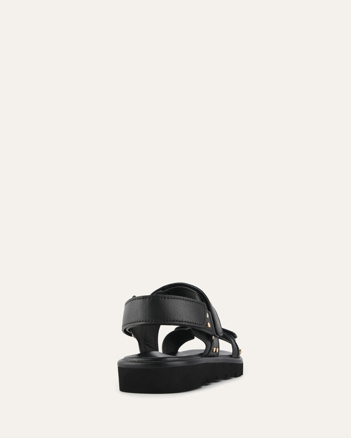 RUFUS FLAT SANDALS BLACK LEATHER