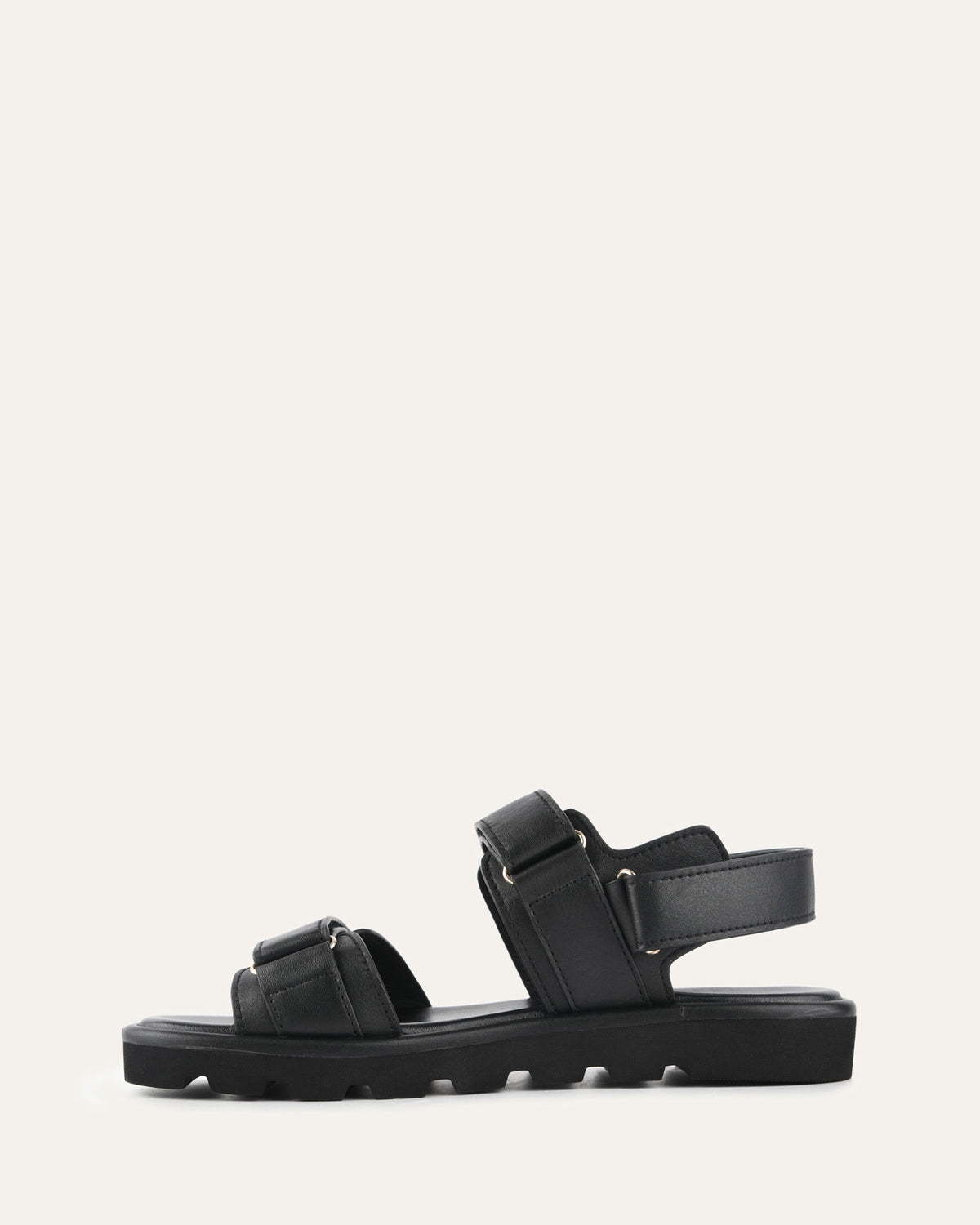 RUFUS FLAT SANDALS BLACK LEATHER
