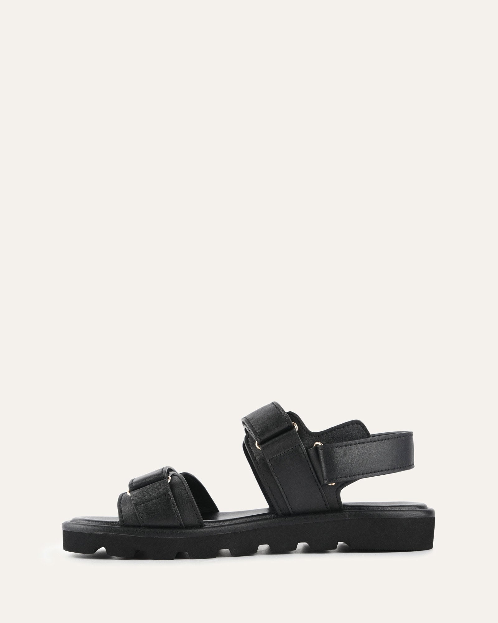 RUFUS FLAT SANDALS BLACK LEATHER image