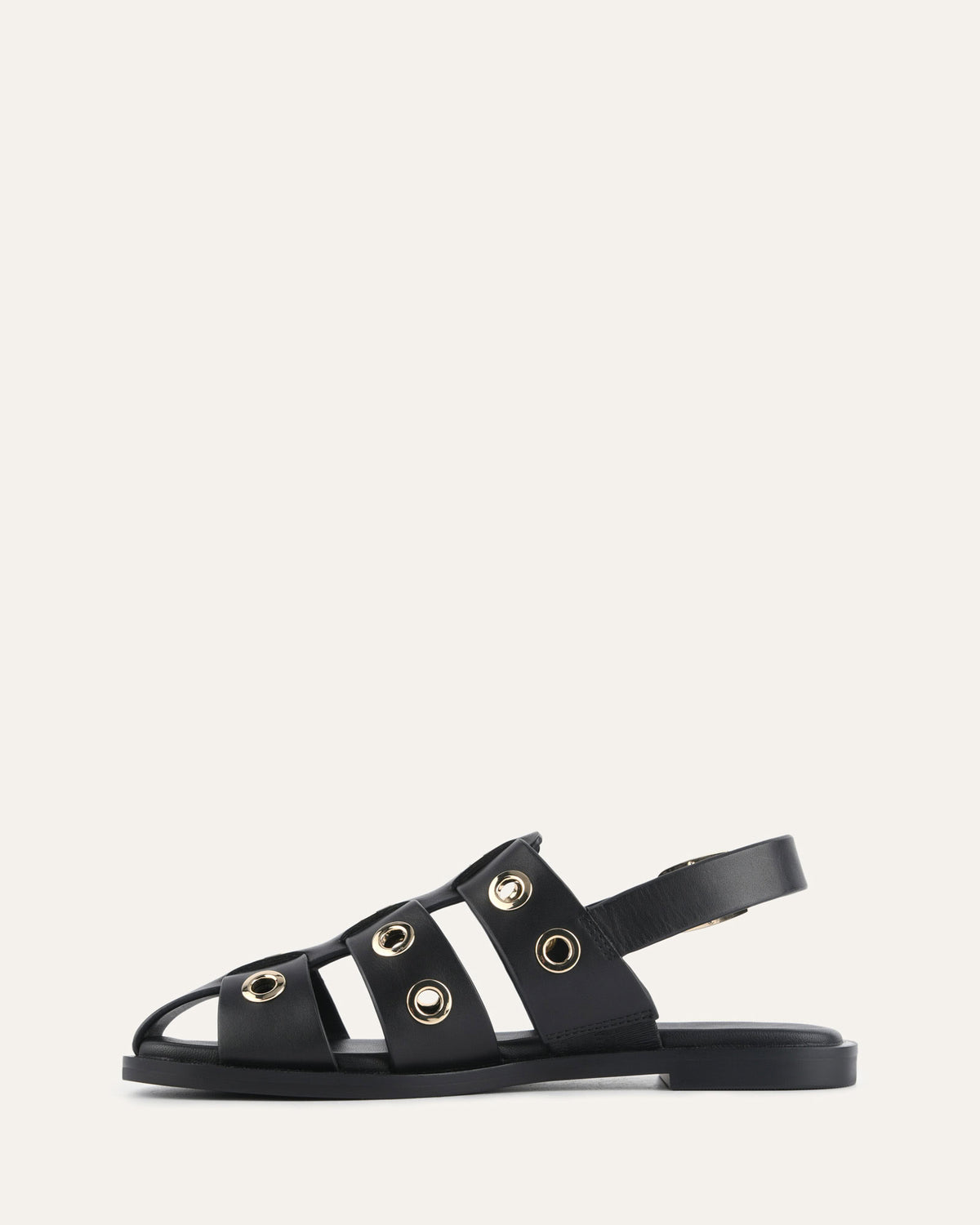 SAFFI FLAT SANDALS BLACK LEATHER