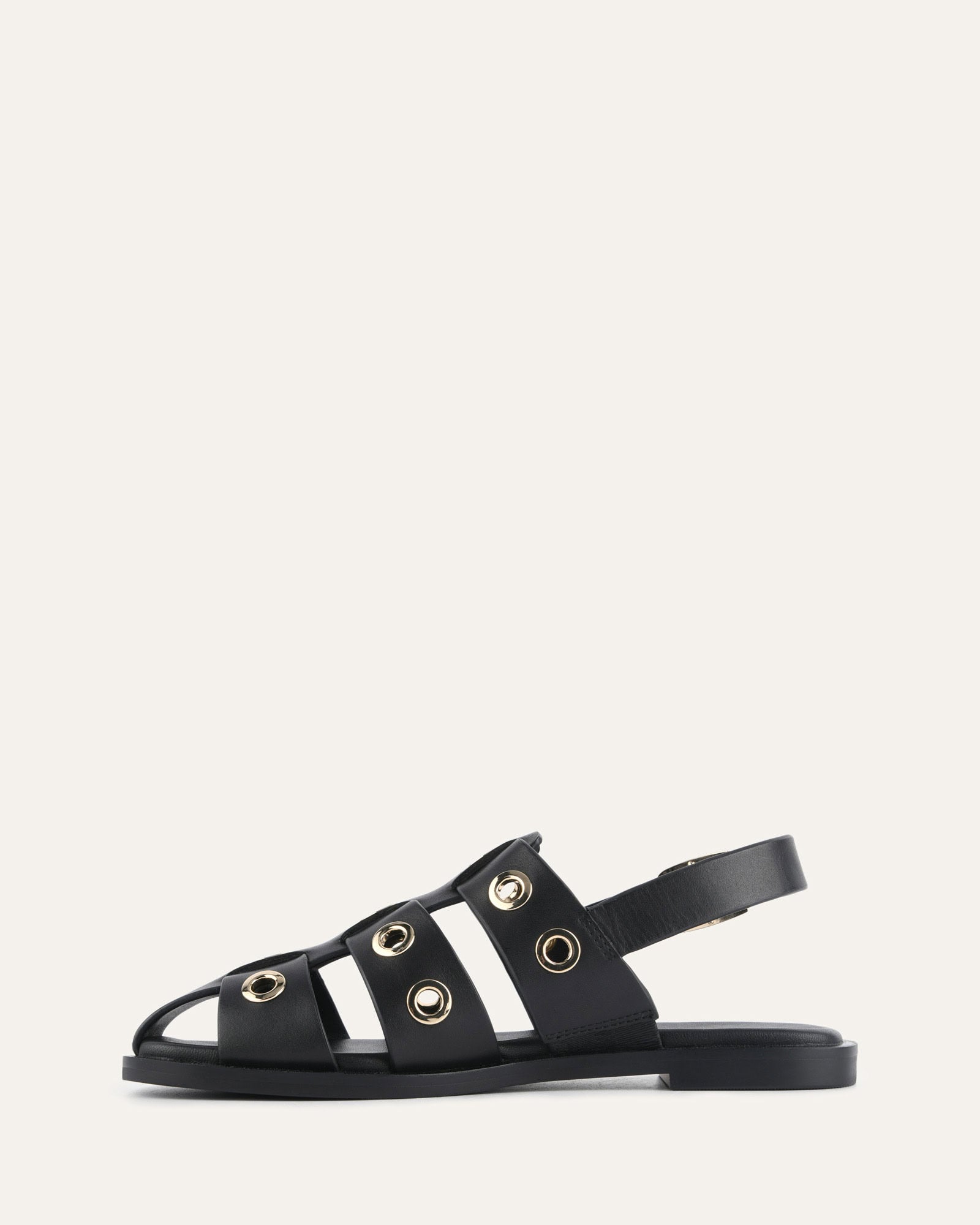 SAFFI FLAT SANDALS BLACK LEATHER image
