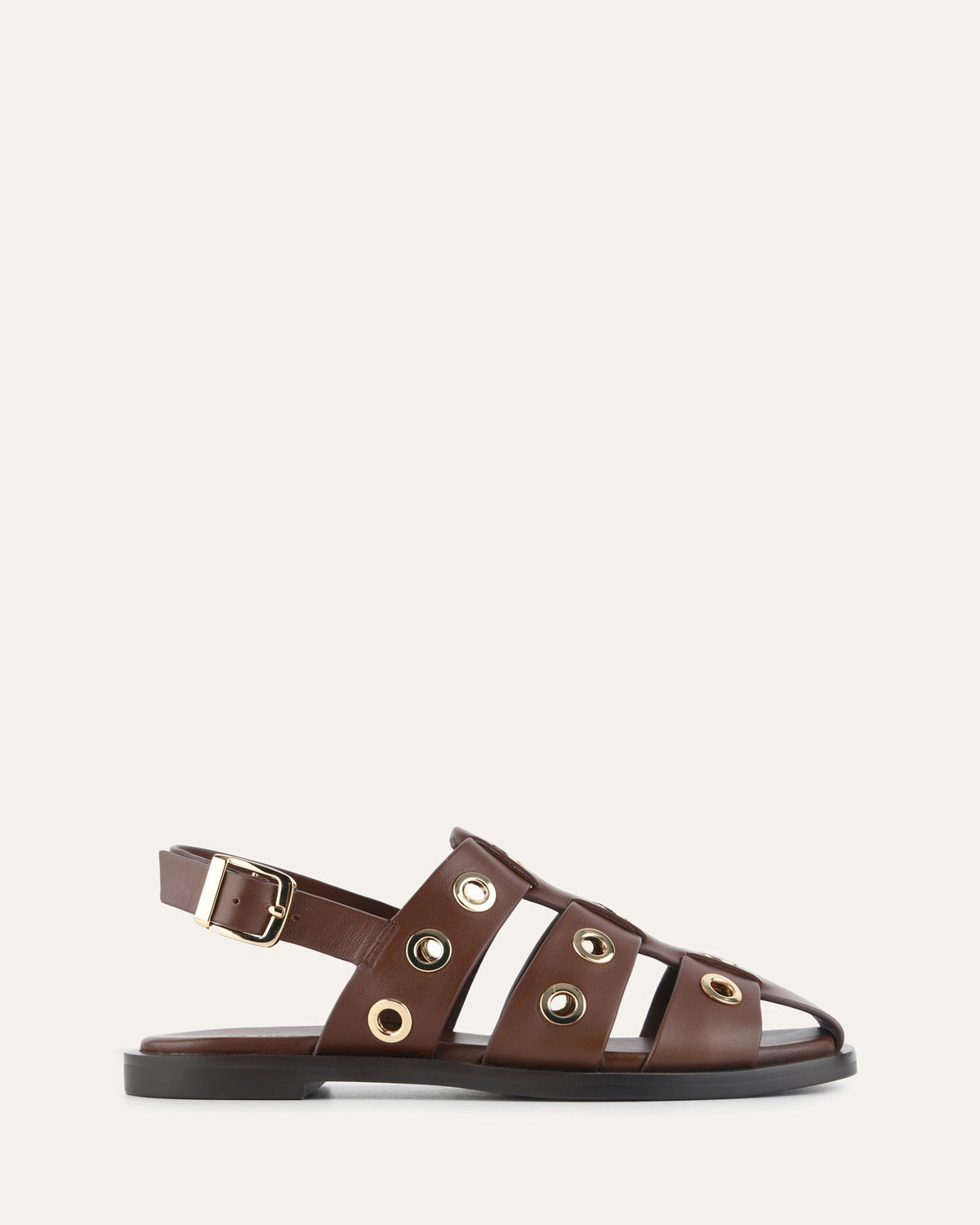 SAFFI FLAT SANDALS PECAN LEATHER